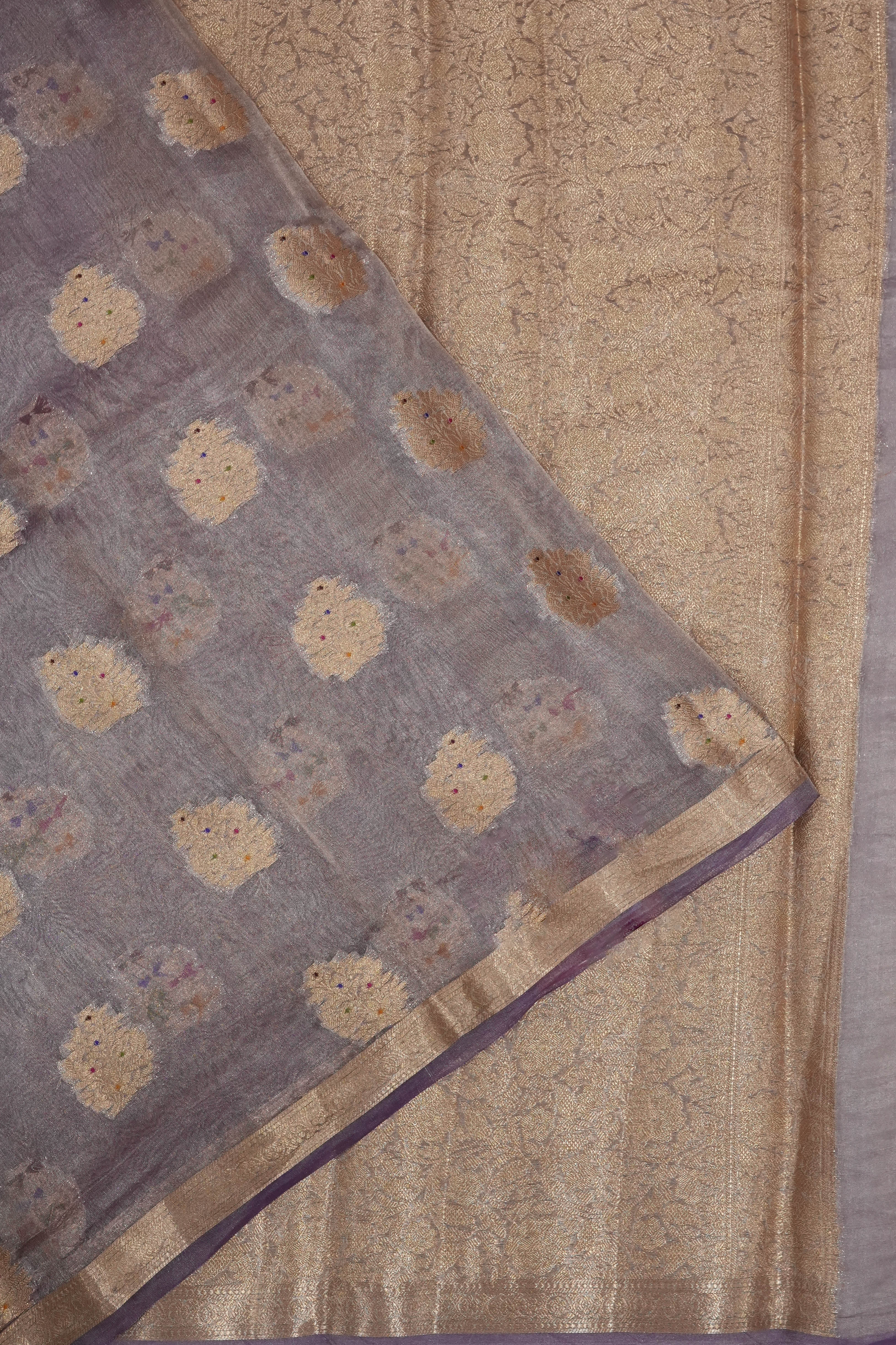 Organza Brocade Blue Saree