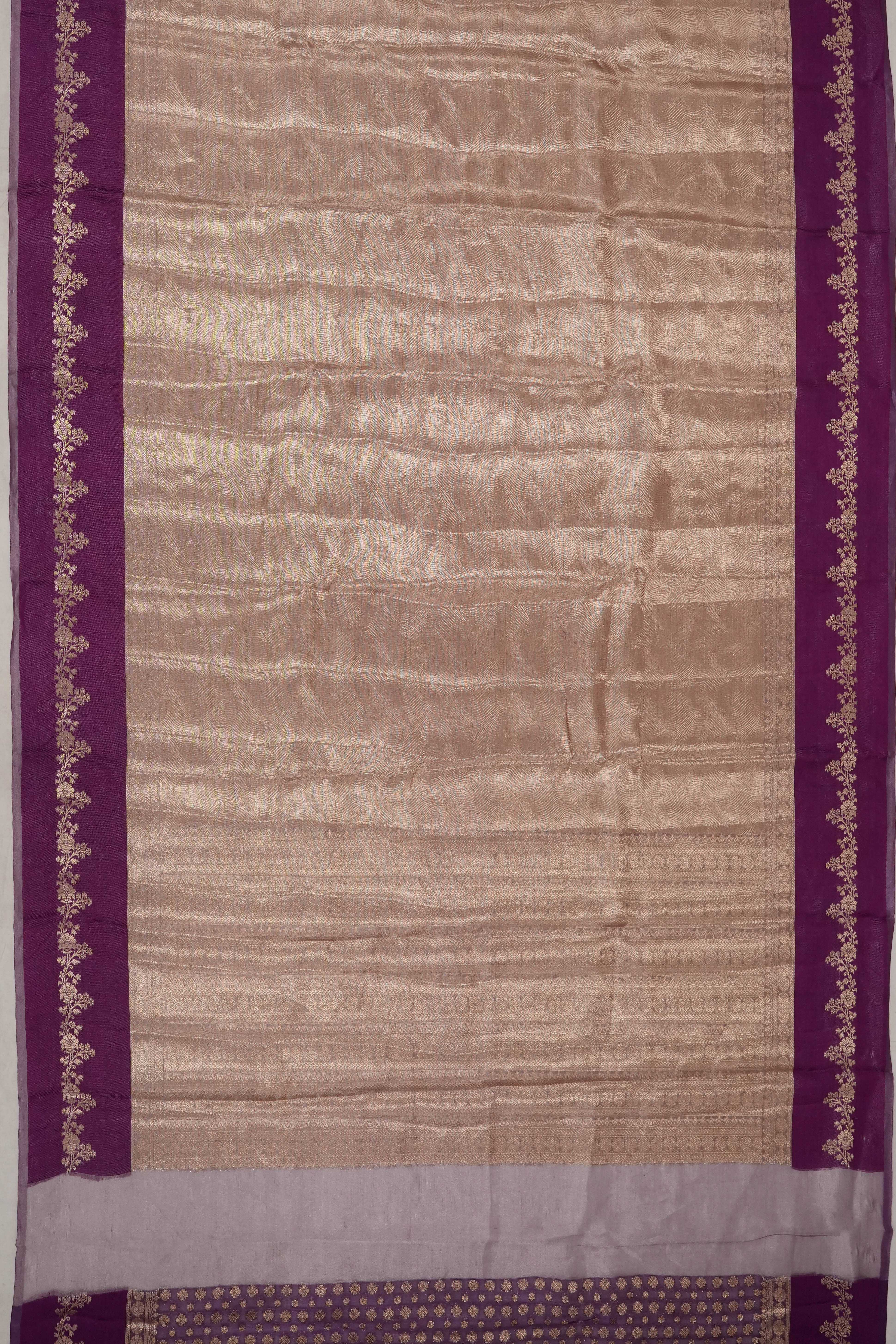 Organza Tissue Brocade Gold Saree