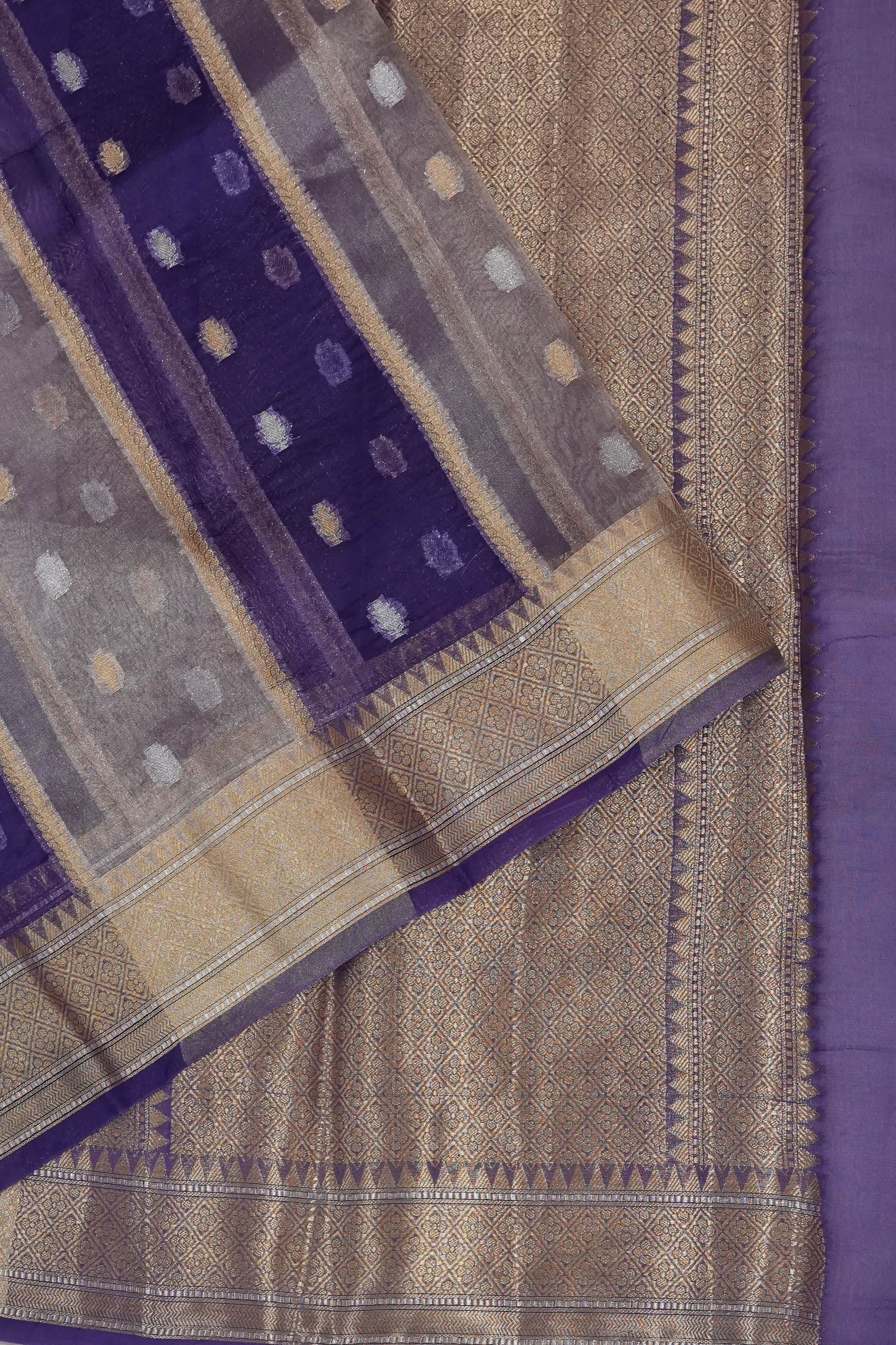 Organza Brocade Blue Saree