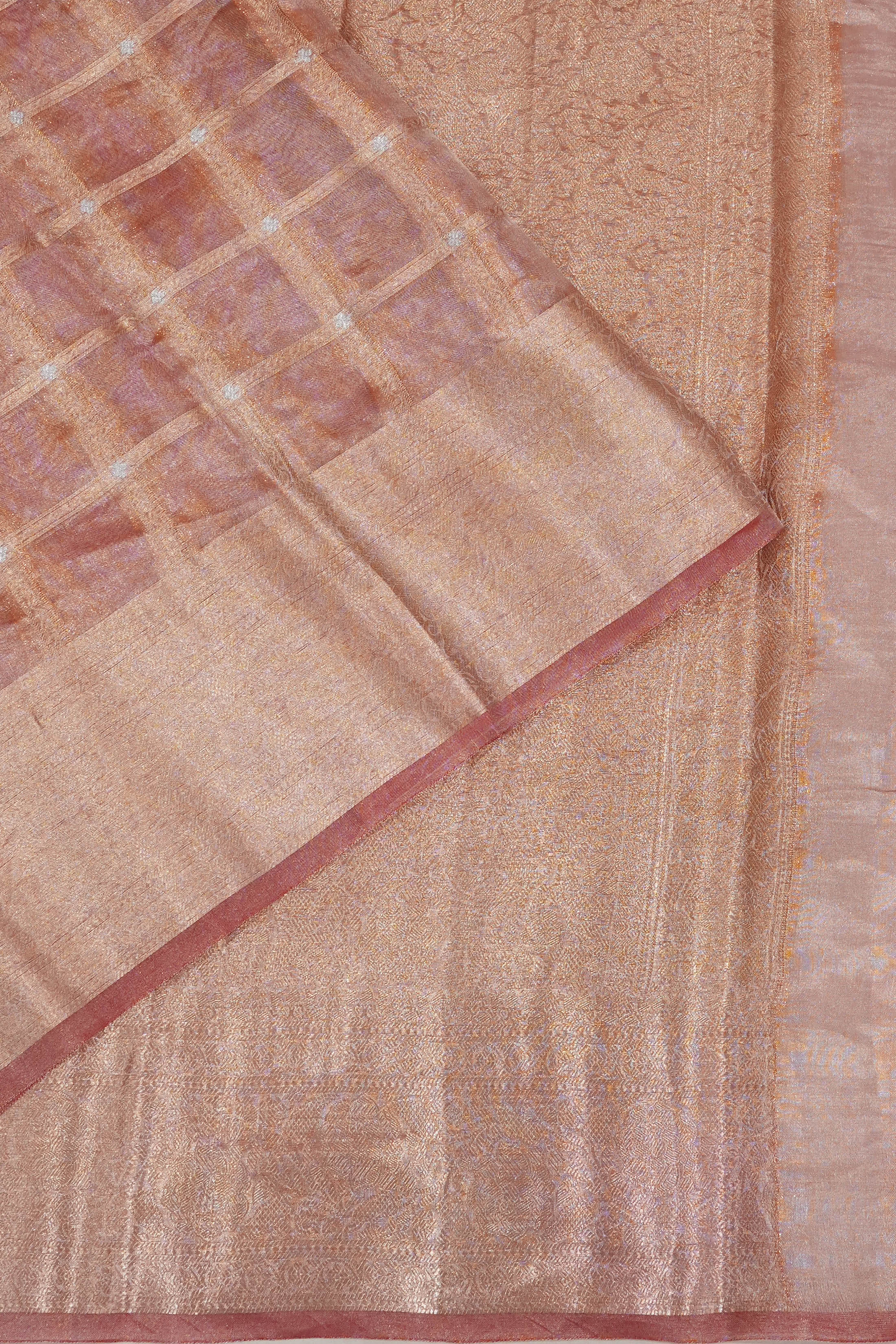 Organza Tissue Brocade Pink Saree