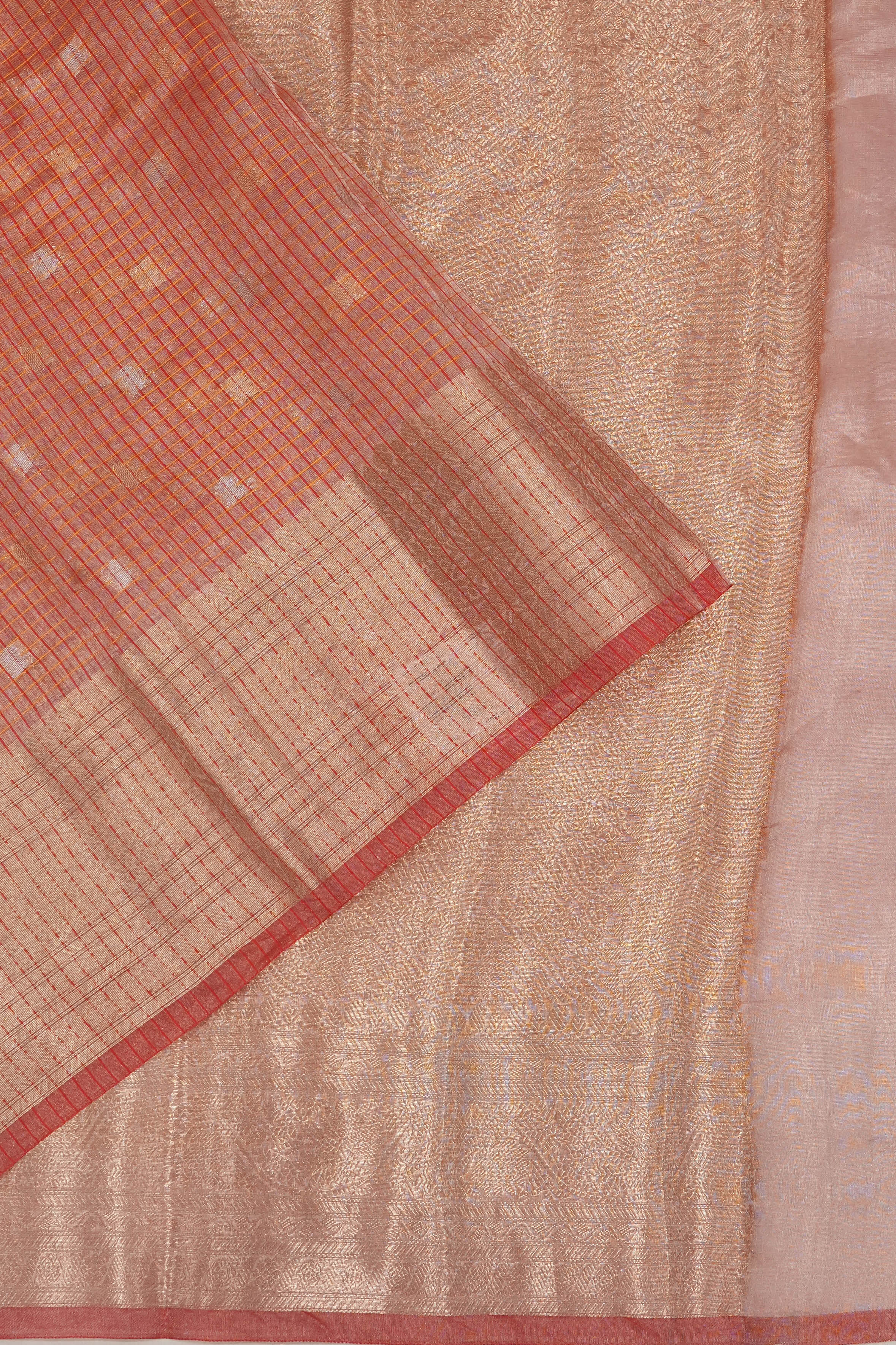 Organza Tissue Brocade Gold Saree