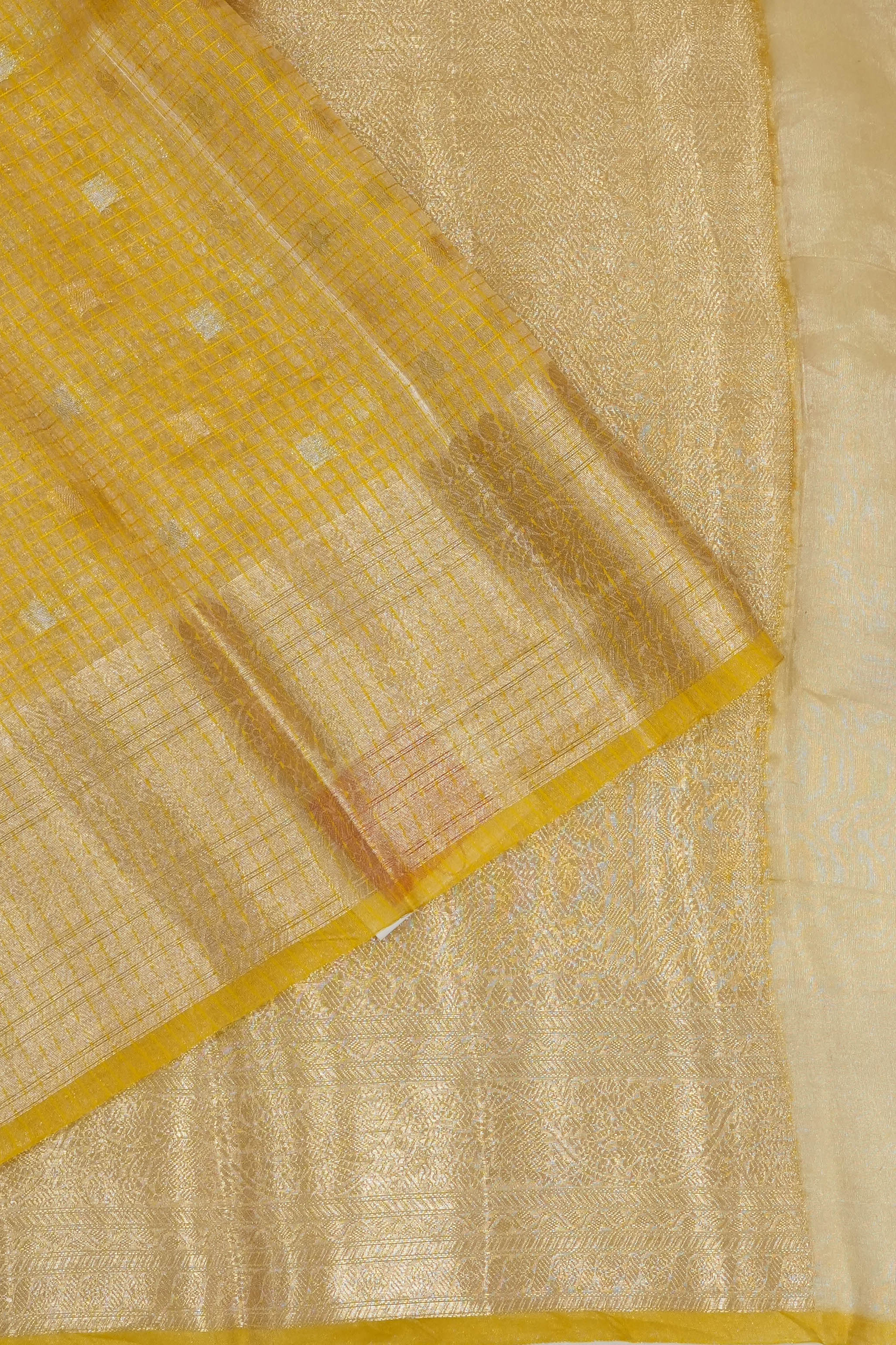 Organza Tissue Brocade Yellow Saree