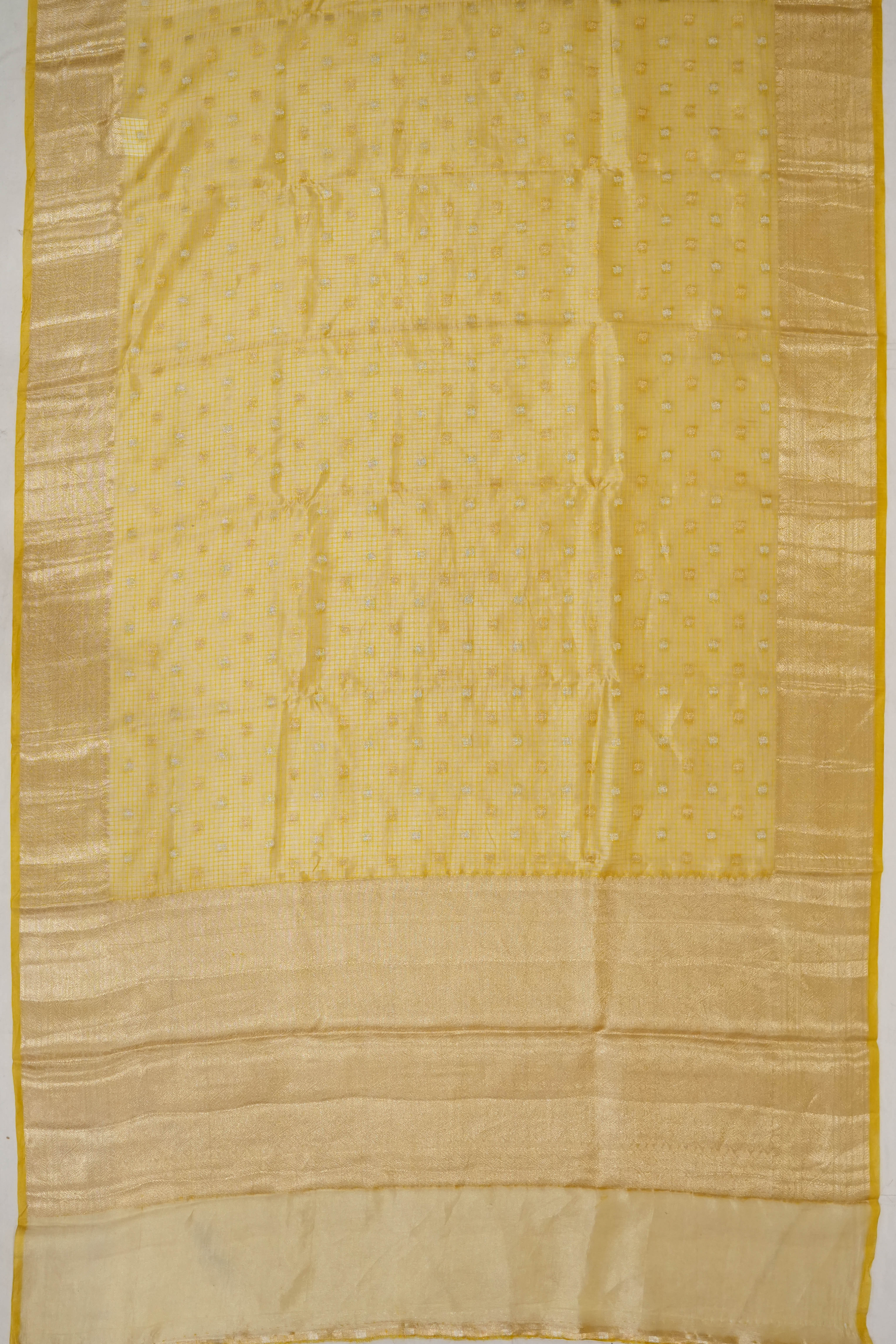Organza Tissue Brocade Yellow Saree