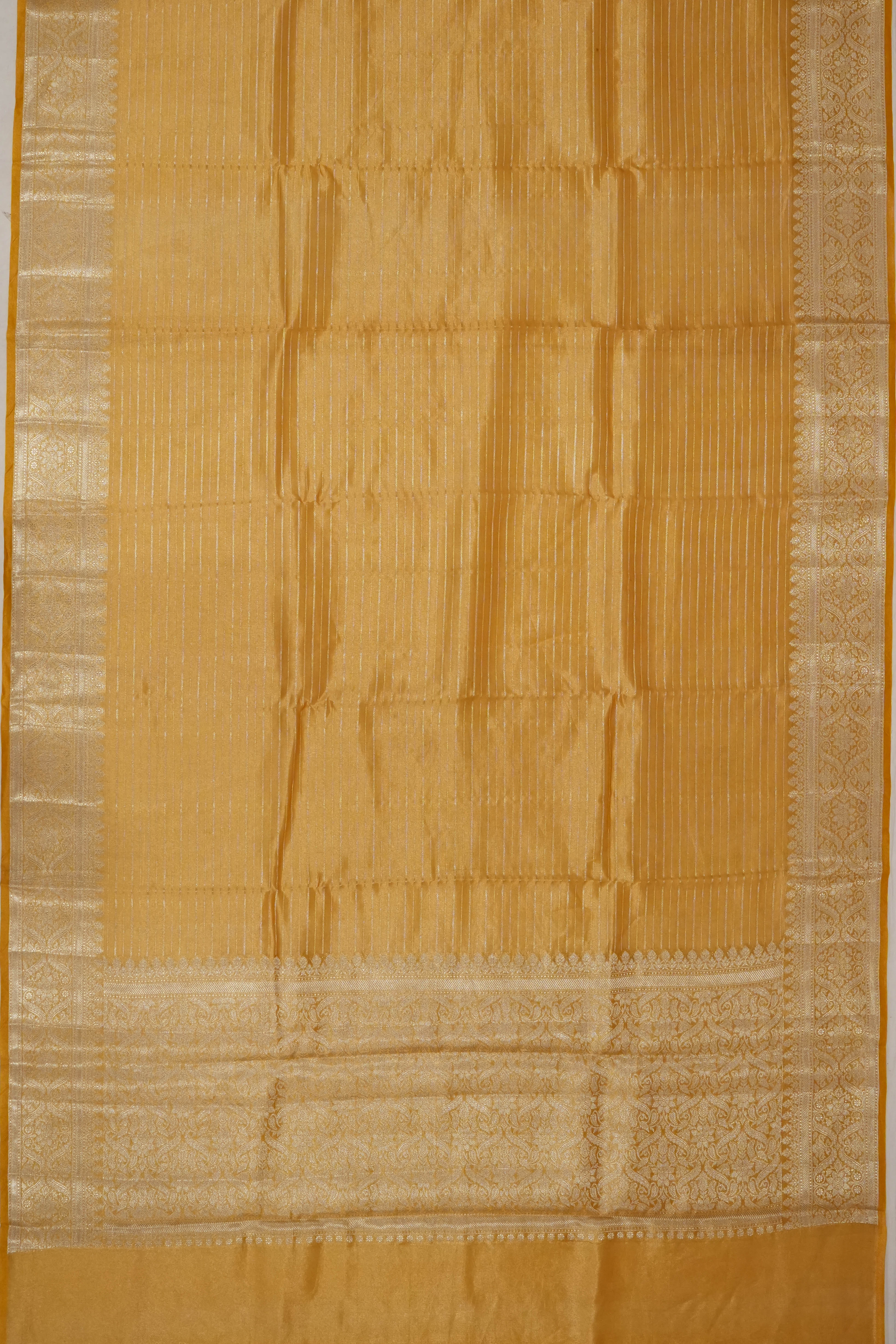 Organza Tissue Brocade Yellow Saree