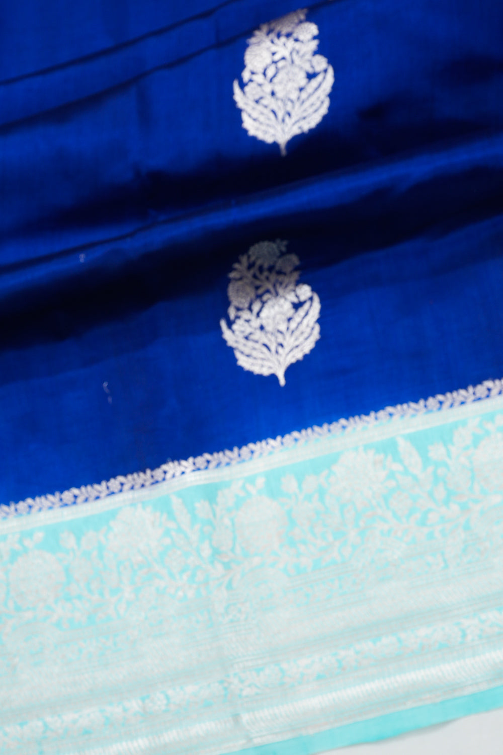 Vaanya Banaras Silk Butta Royal Blue Saree