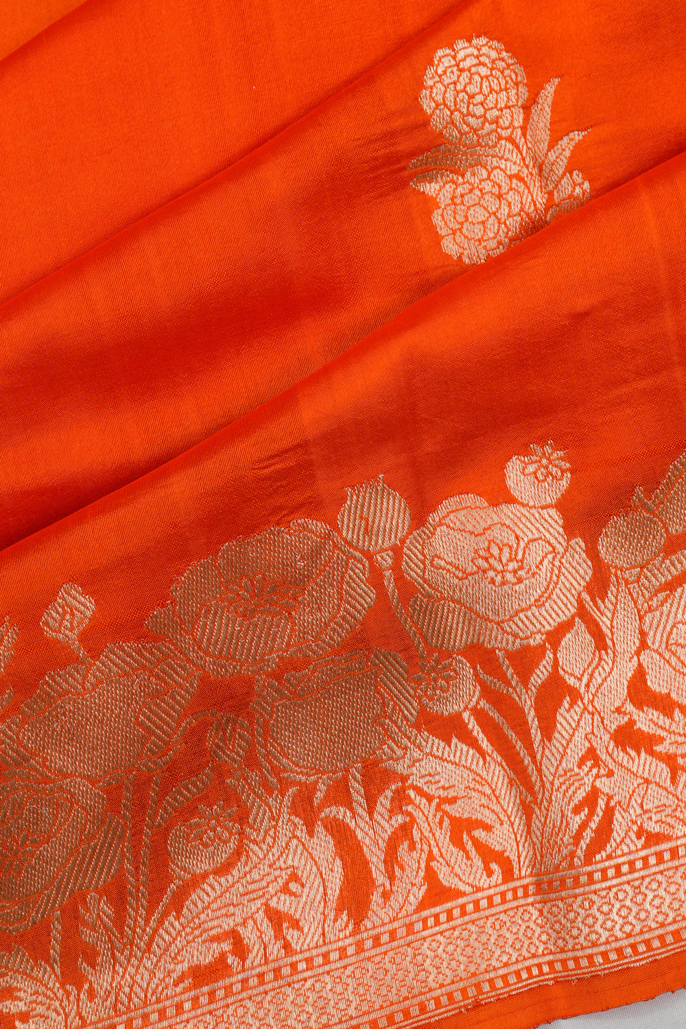 Vaanya Banaras Silk Butta Orange Saree