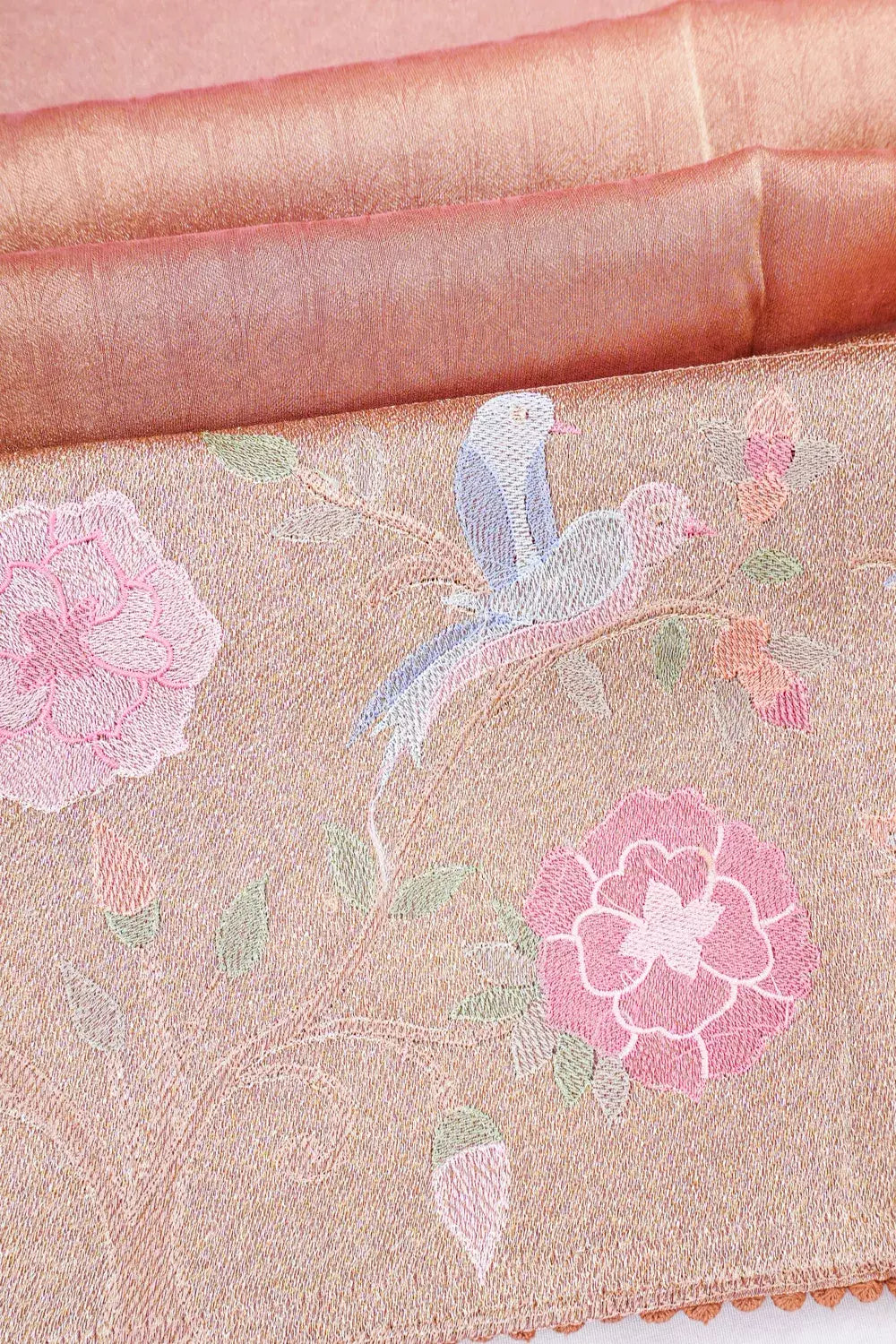 Organza Lines Baby Pink Saree