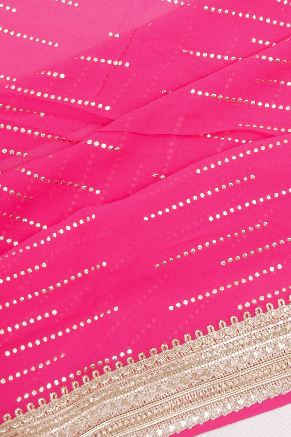 Vaanya Banaras Georgette Butta Pink Saree With Embroidery Border