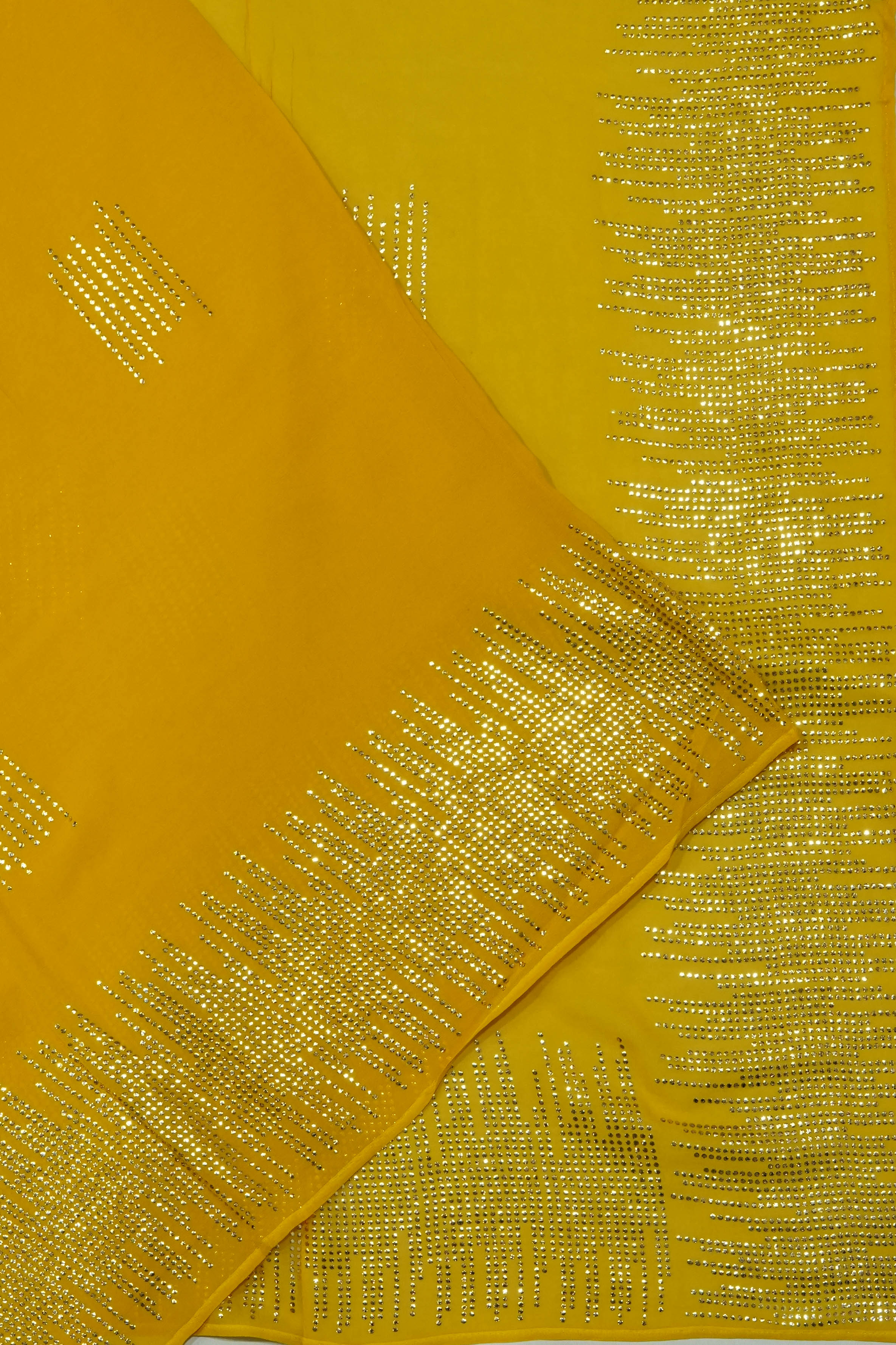 Georgette Sequin Butta Yellow Saree