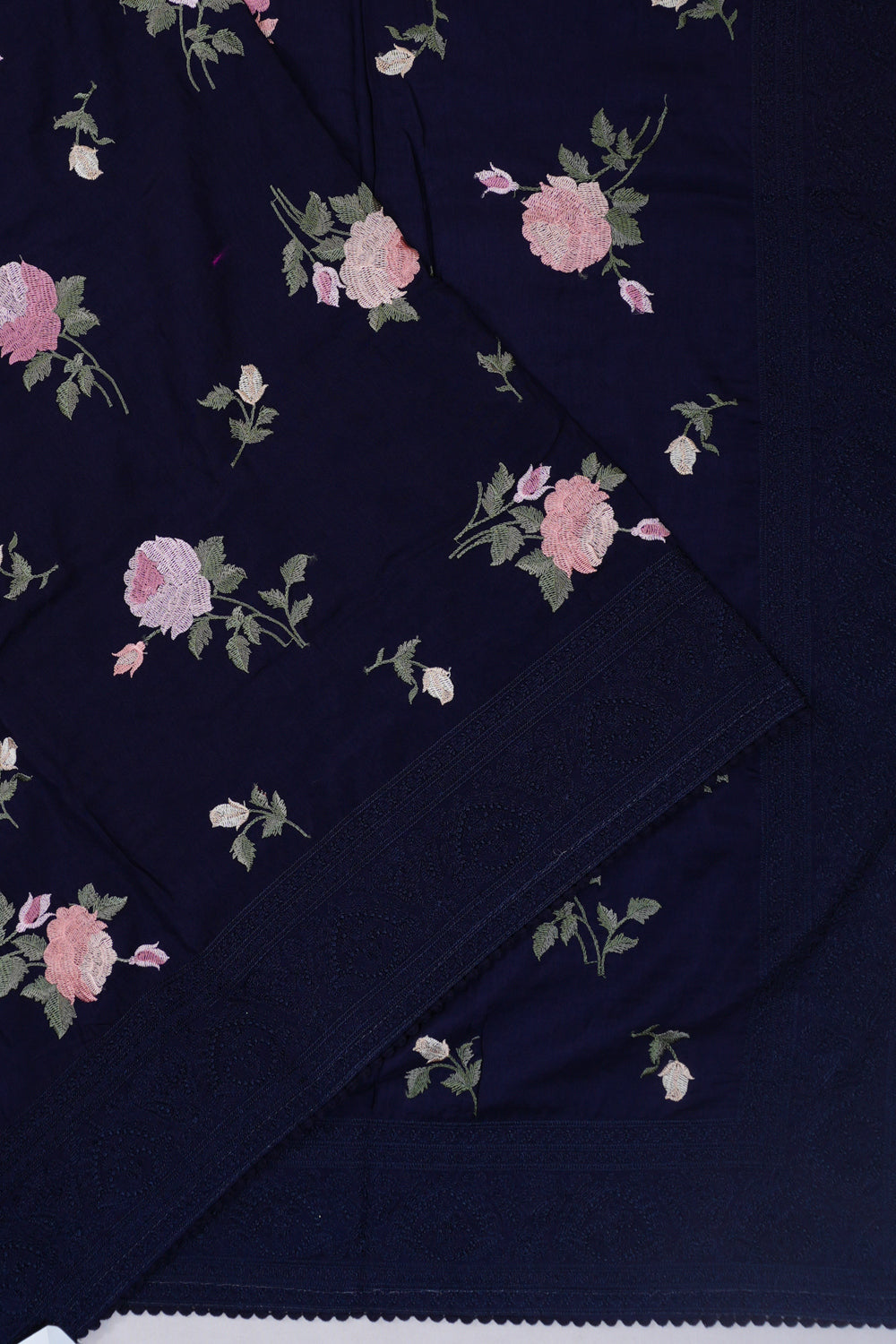 Soft Silk Embroidery Midnight Blue Saree