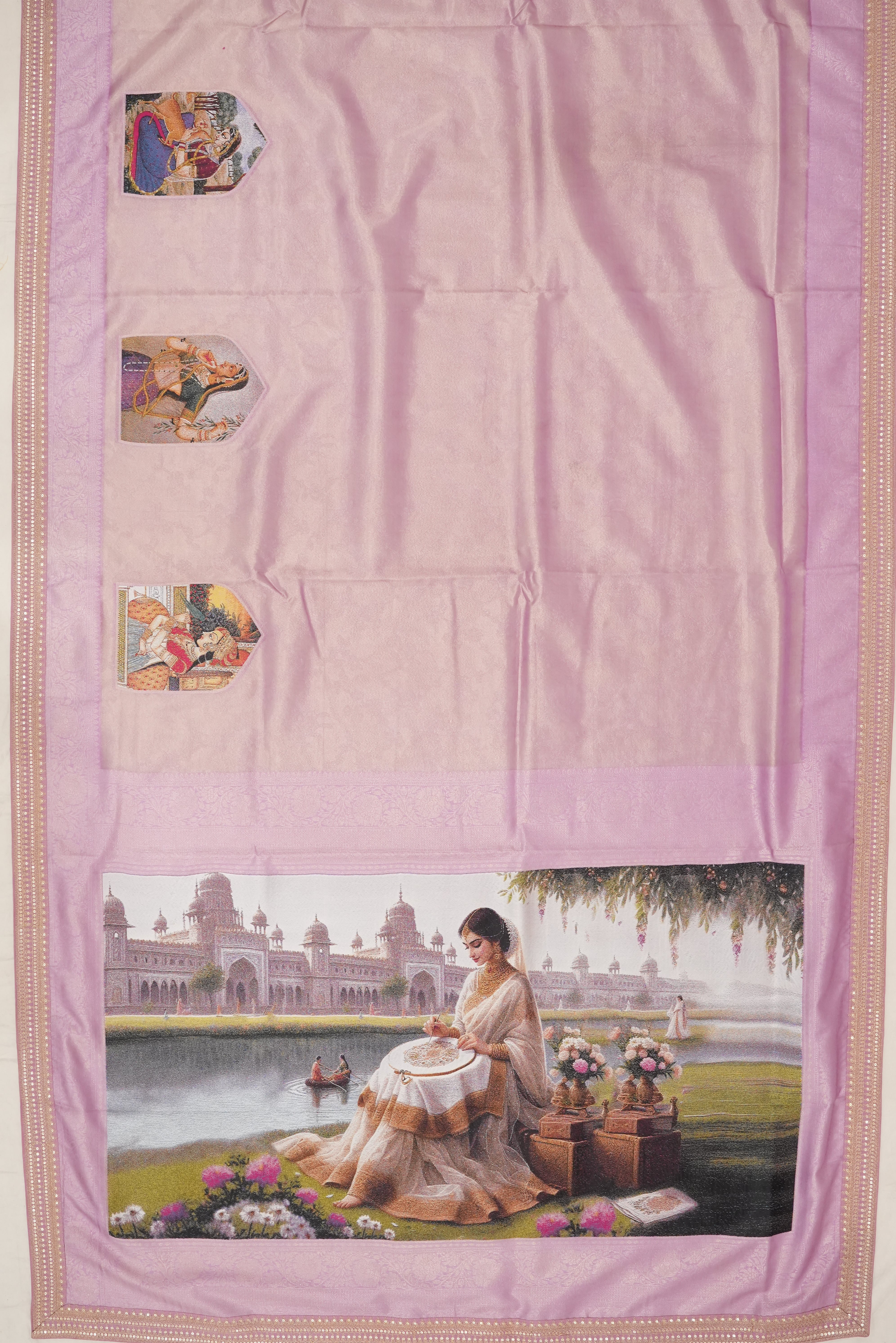 Organza Tissue Printed Baby Pink Saree