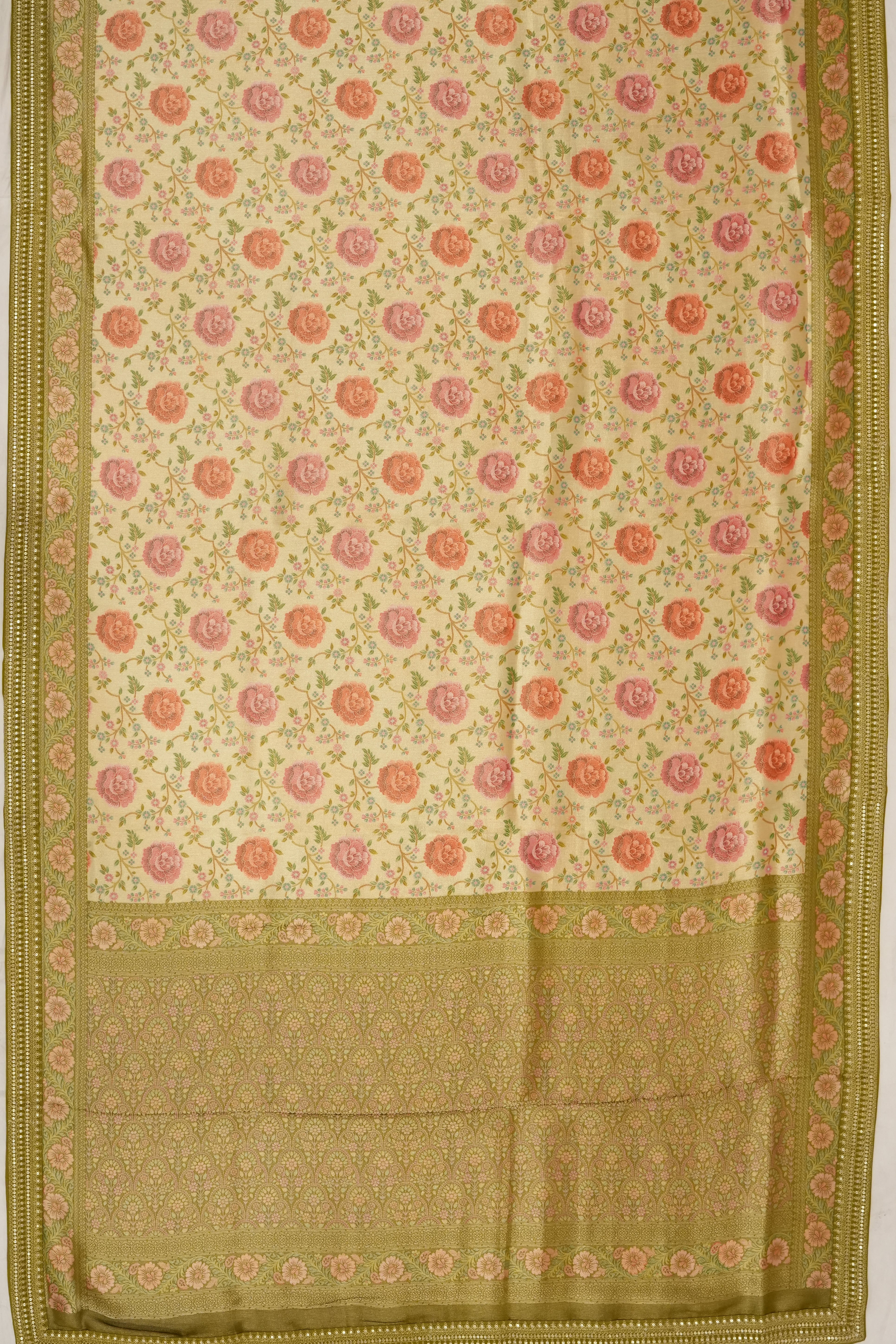 Vaanya Banaras Silk Jaal Cream Saree