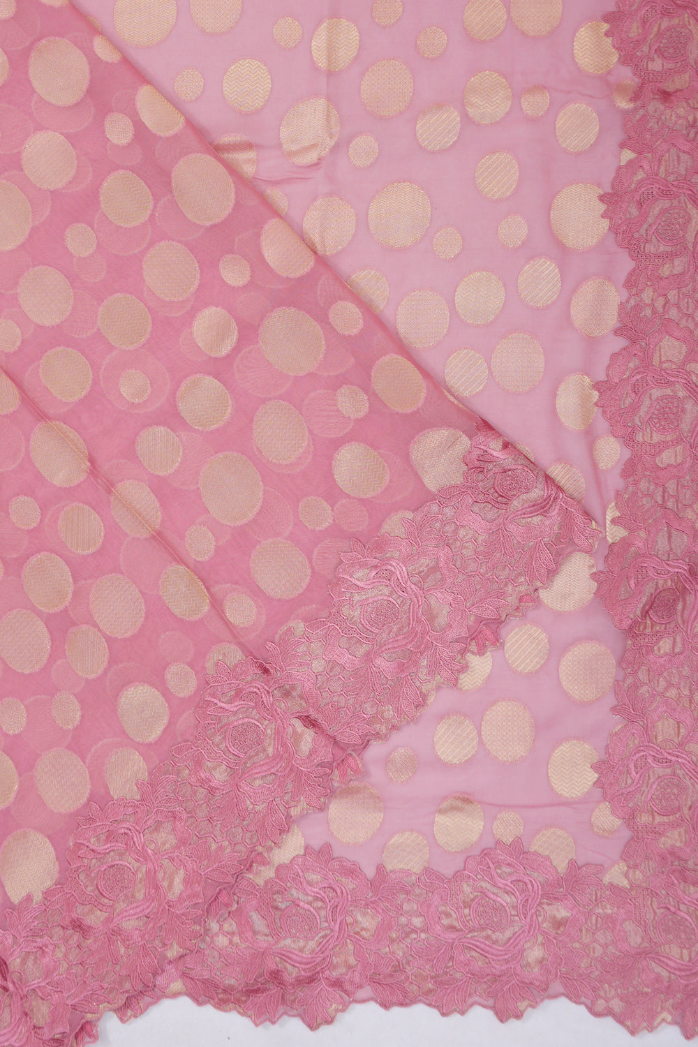Organza Brocade Pink Saree With Embroidery Border