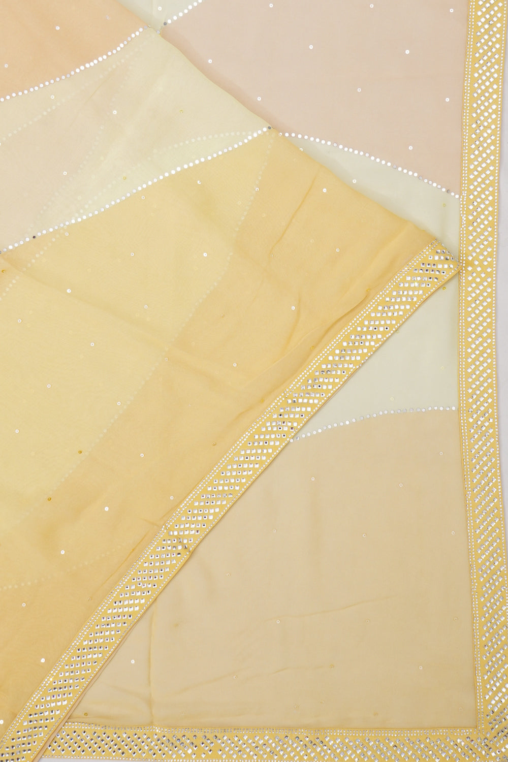 Georgette Mirror Work Pale Yellow Saree