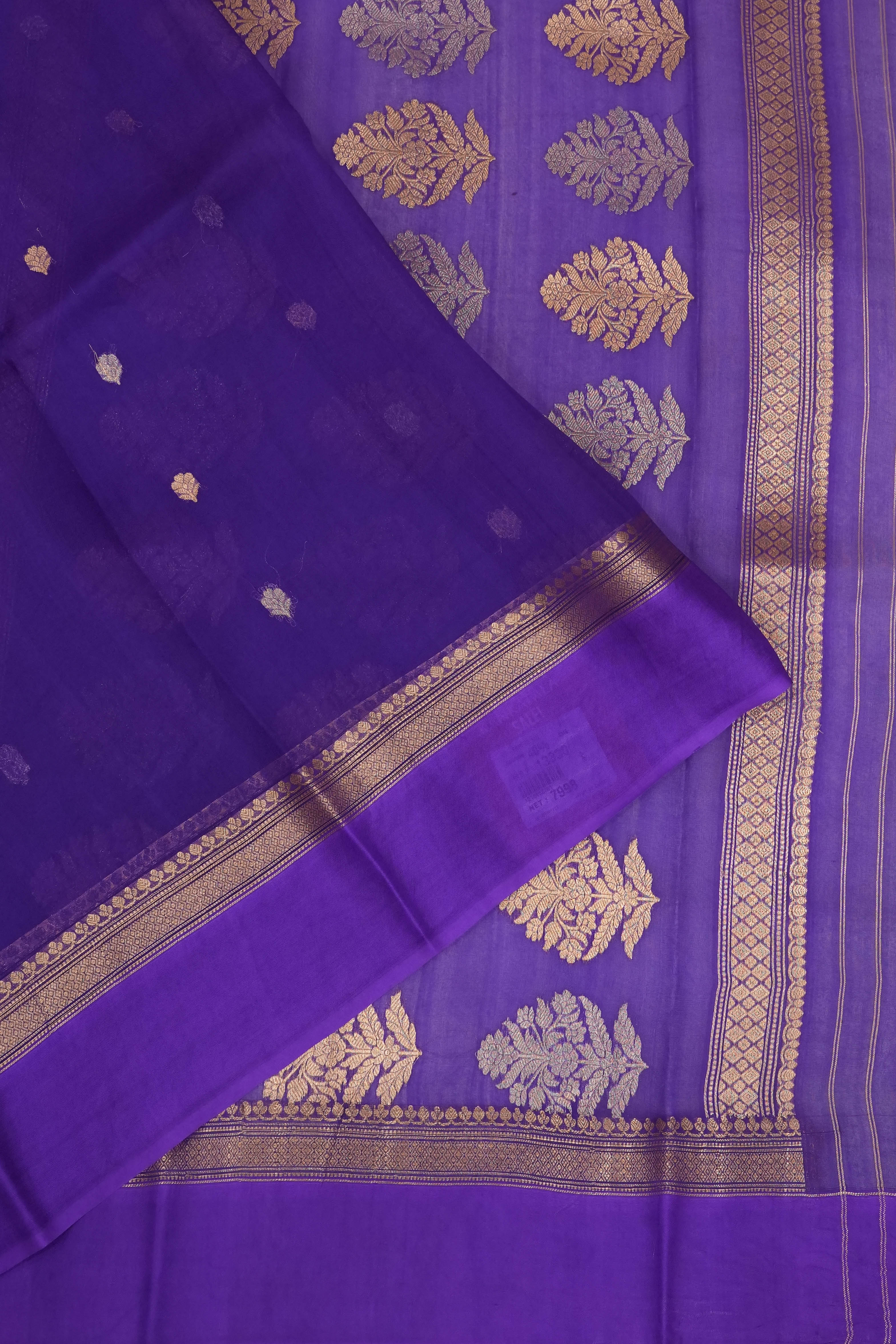 Organza Butta Violet Saree