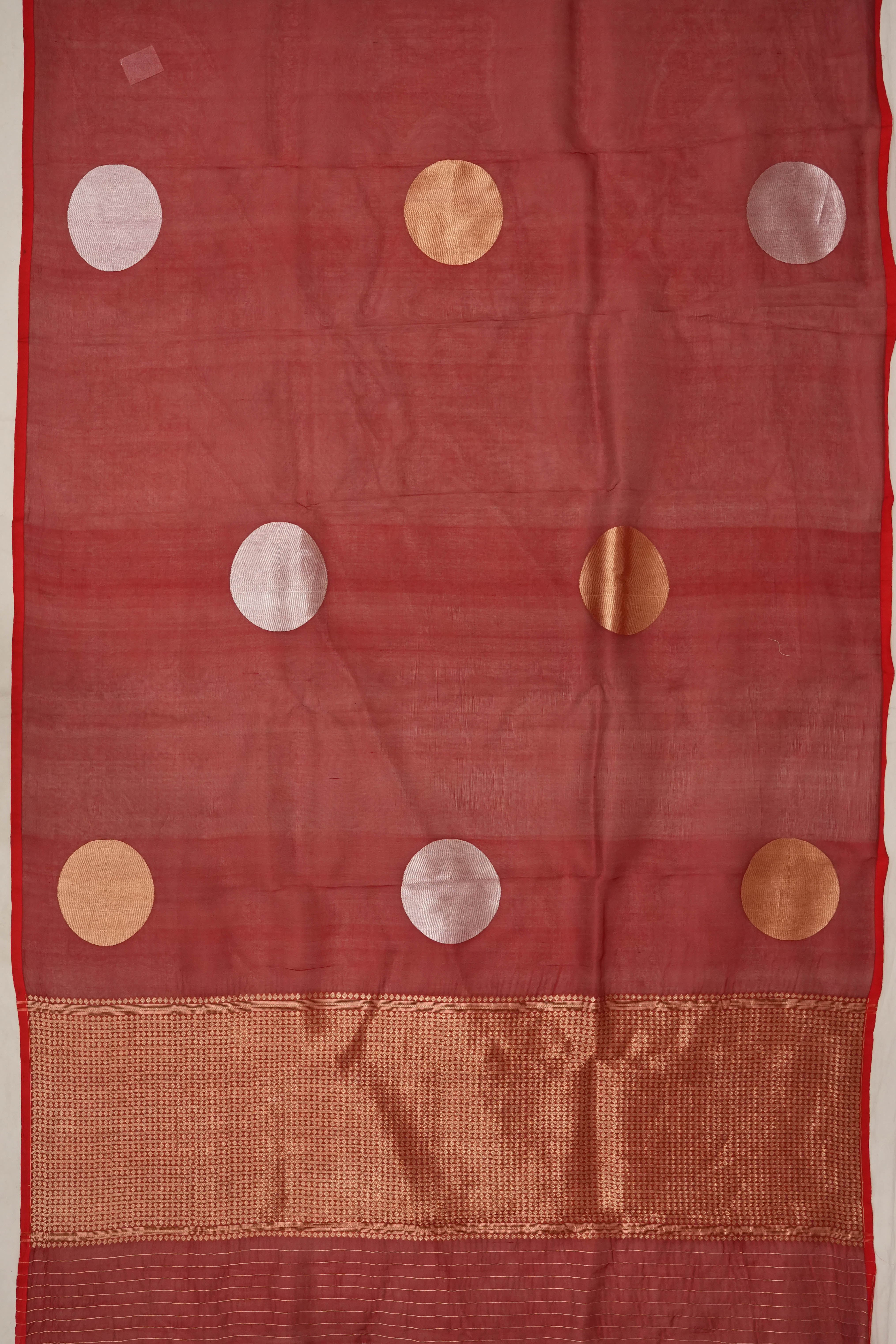 Organza Polka Dot Butta Maroon Saree