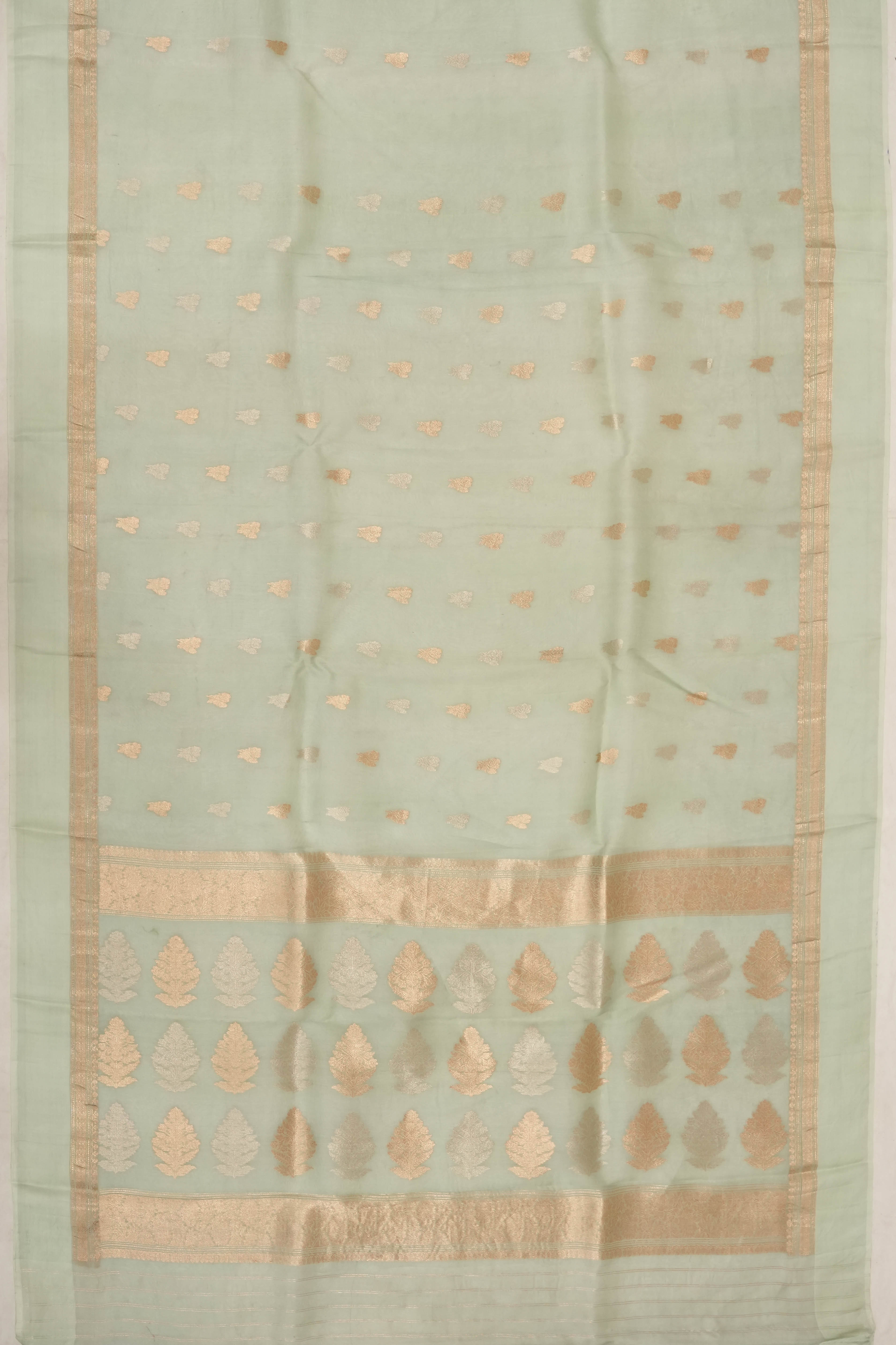 Organza Butta Pastel Green Saree