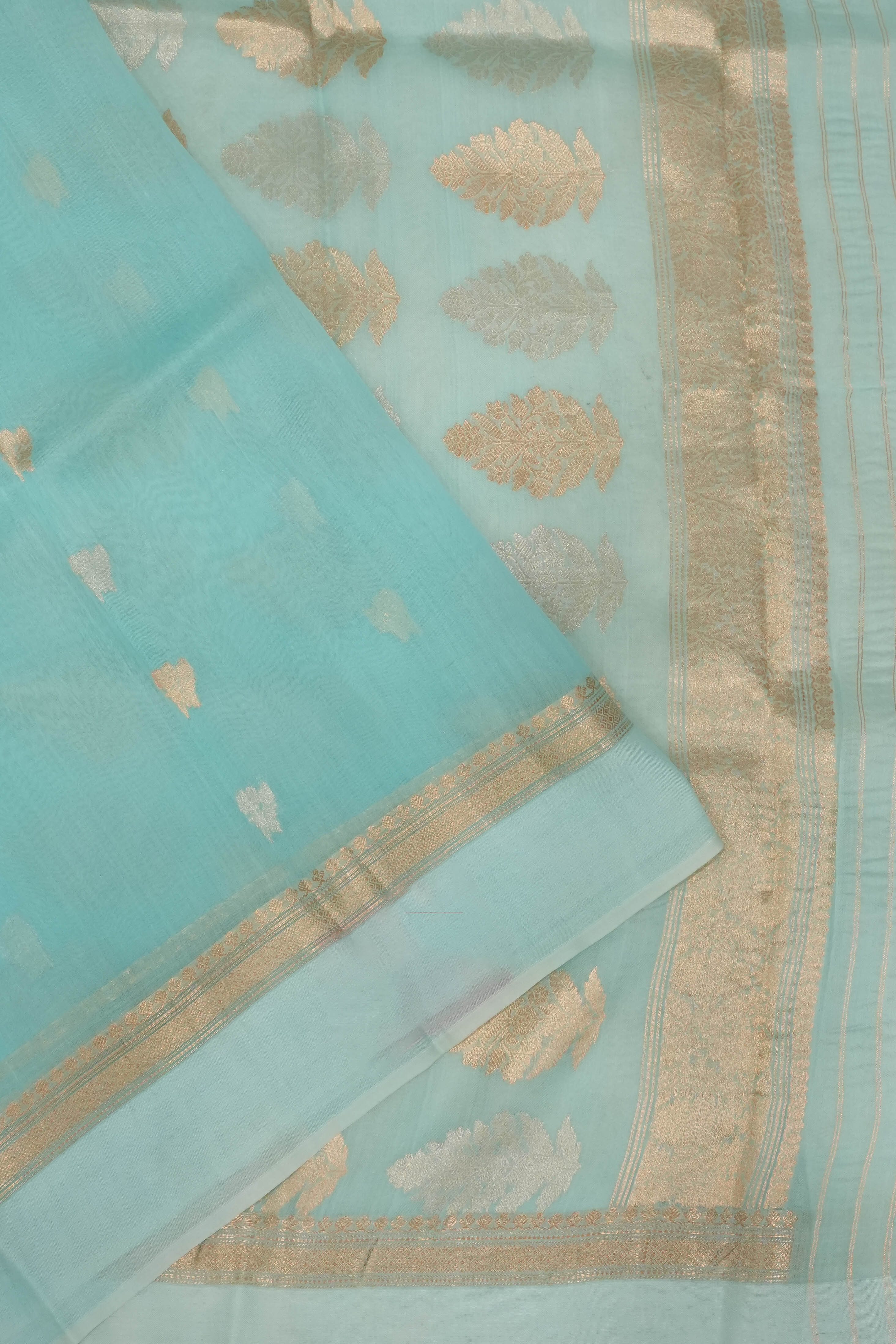 Organza Butta Sky Blue Saree