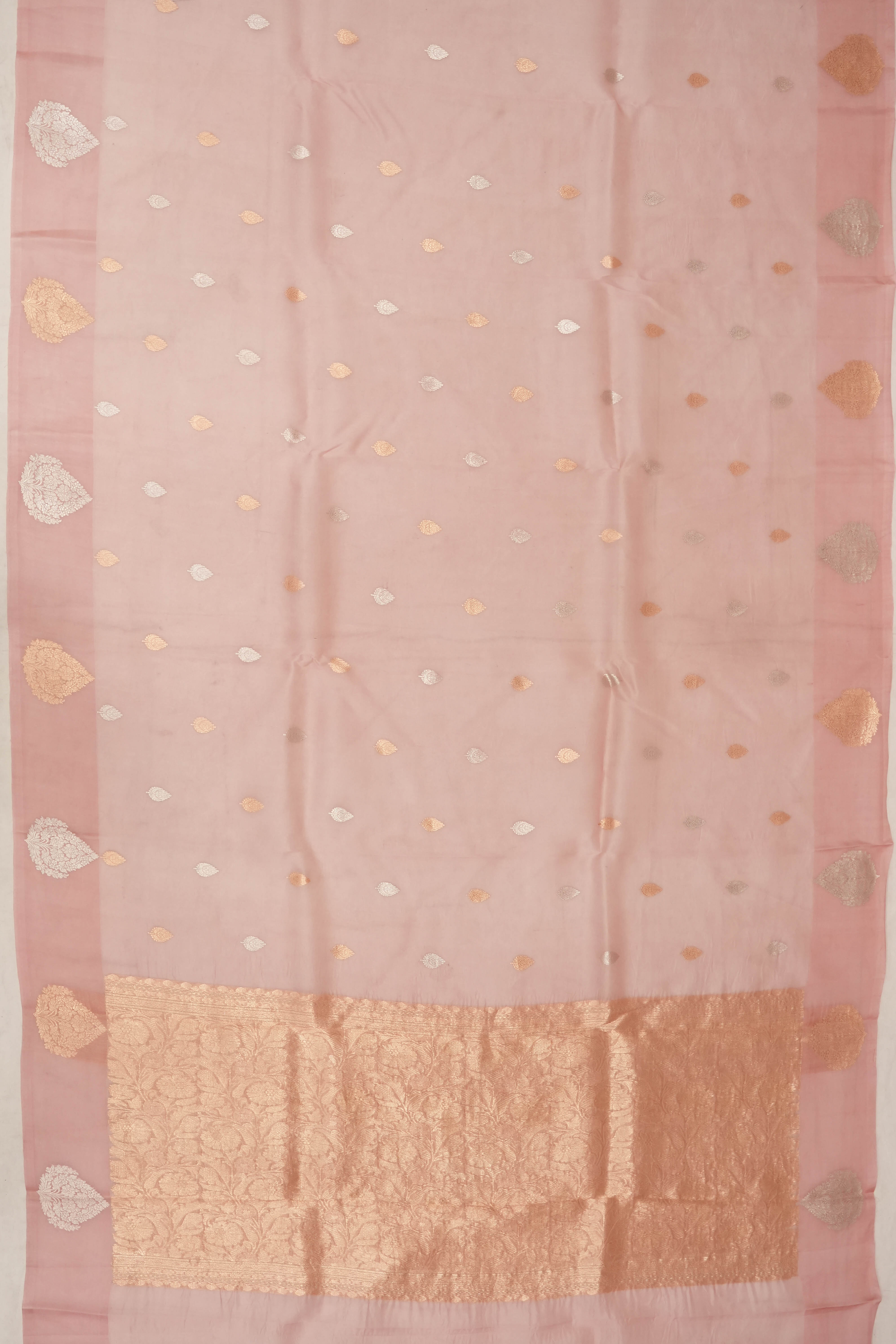 Organza Butta Peach Saree