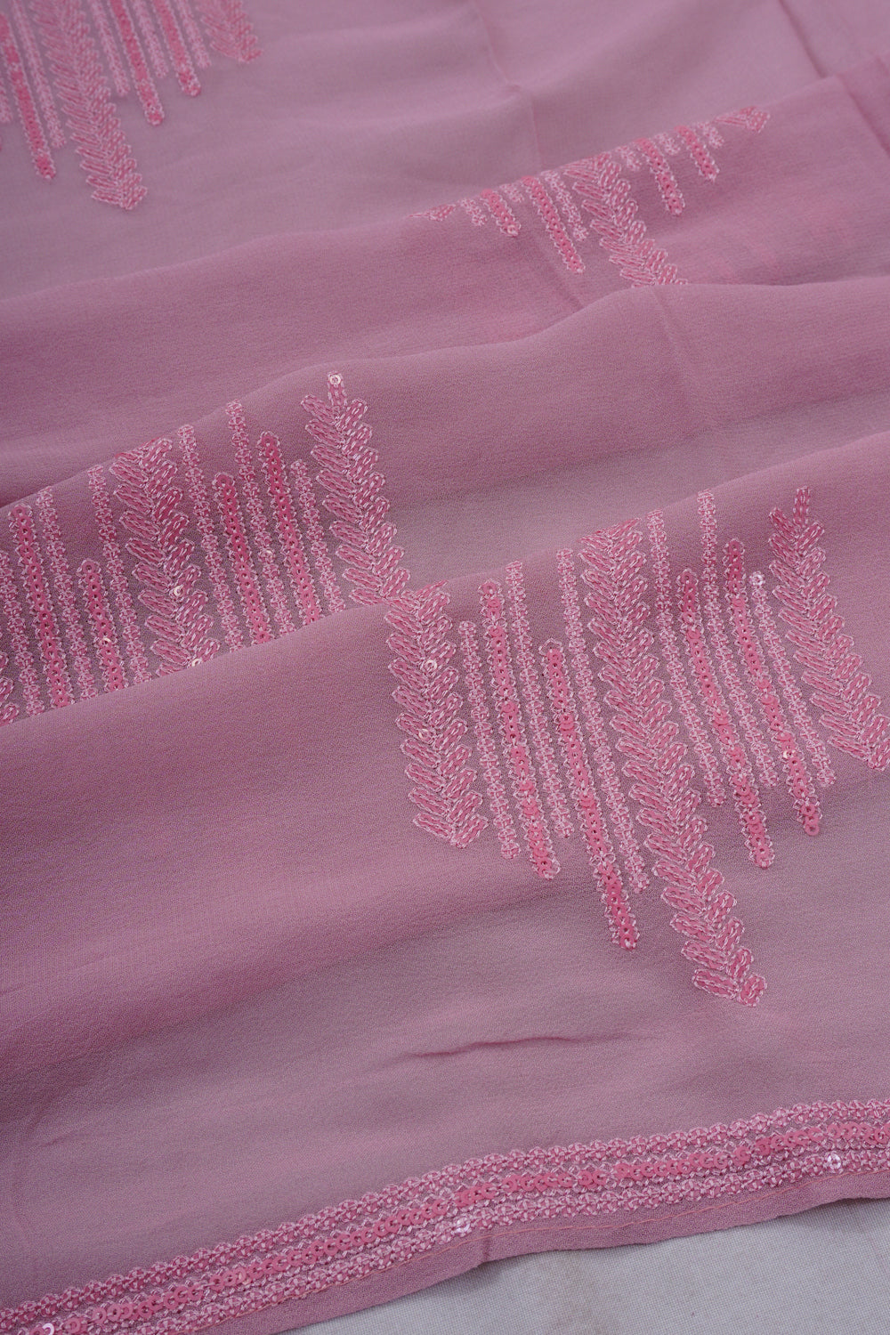 Georgette Sequin Butta Onion Pink Saree