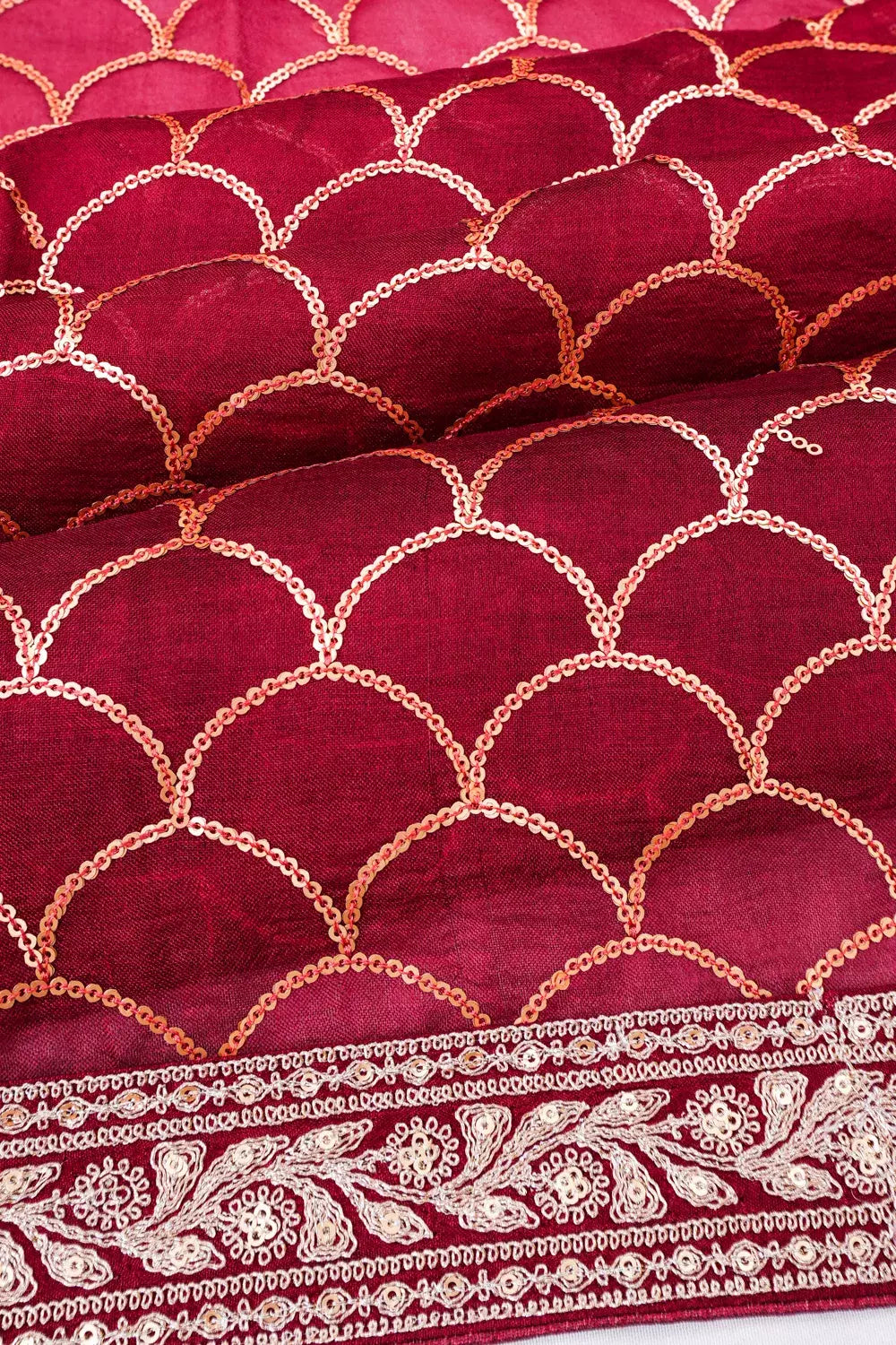 Organza Brocade Maroon Saree