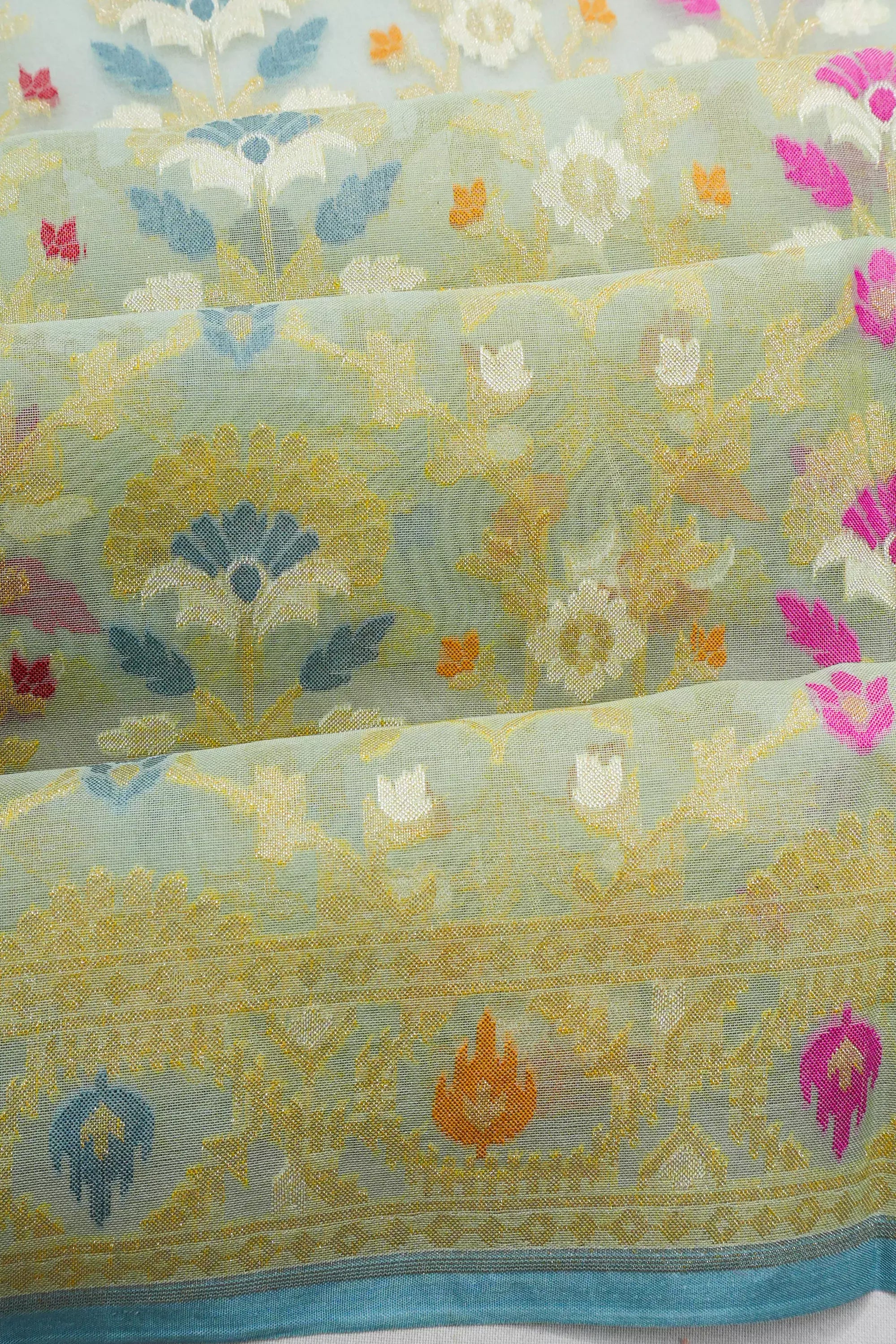 Banarasi Kora Organza Brocade Blue Saree