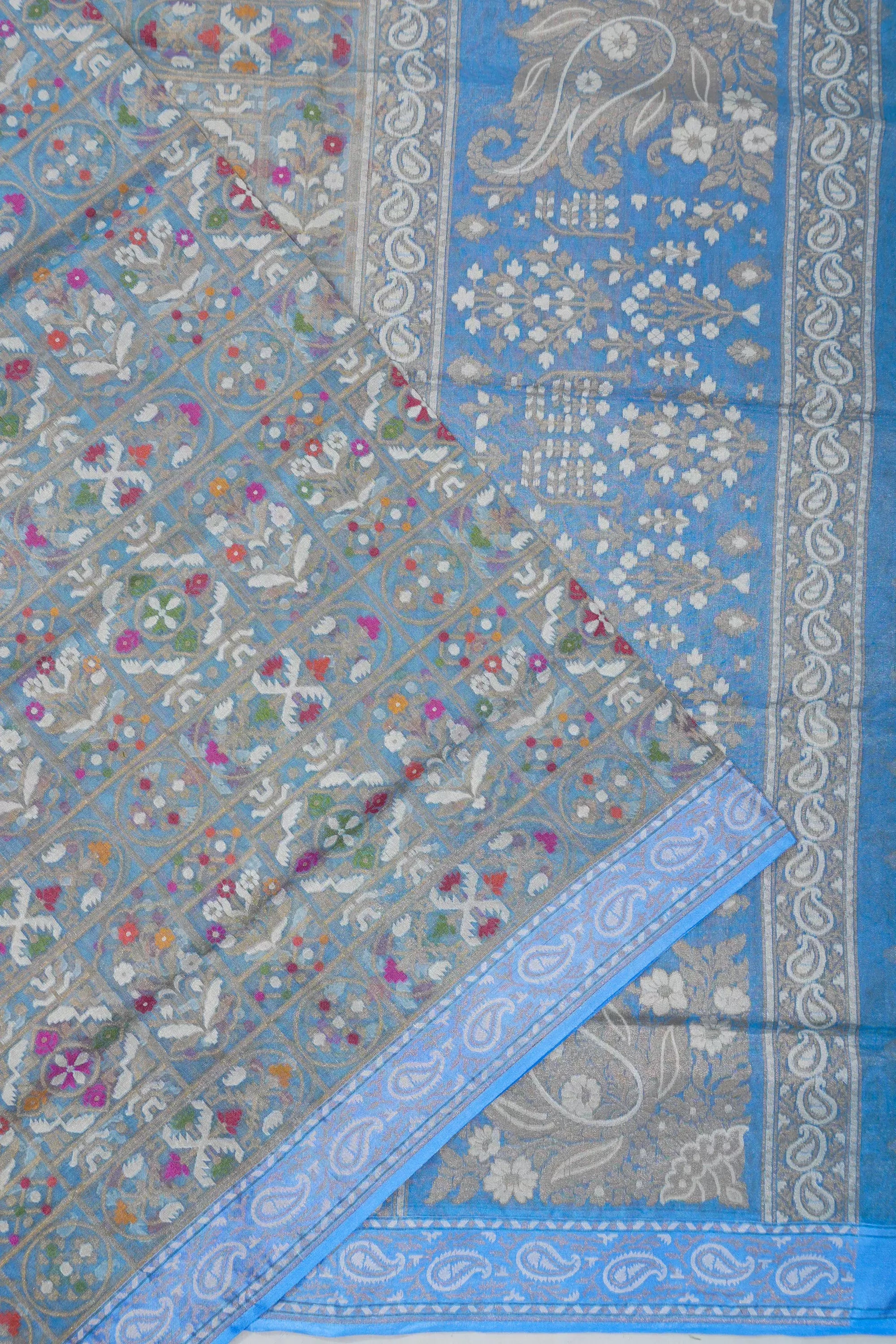 Banarasi Kora Organza Brocade Blue Saree