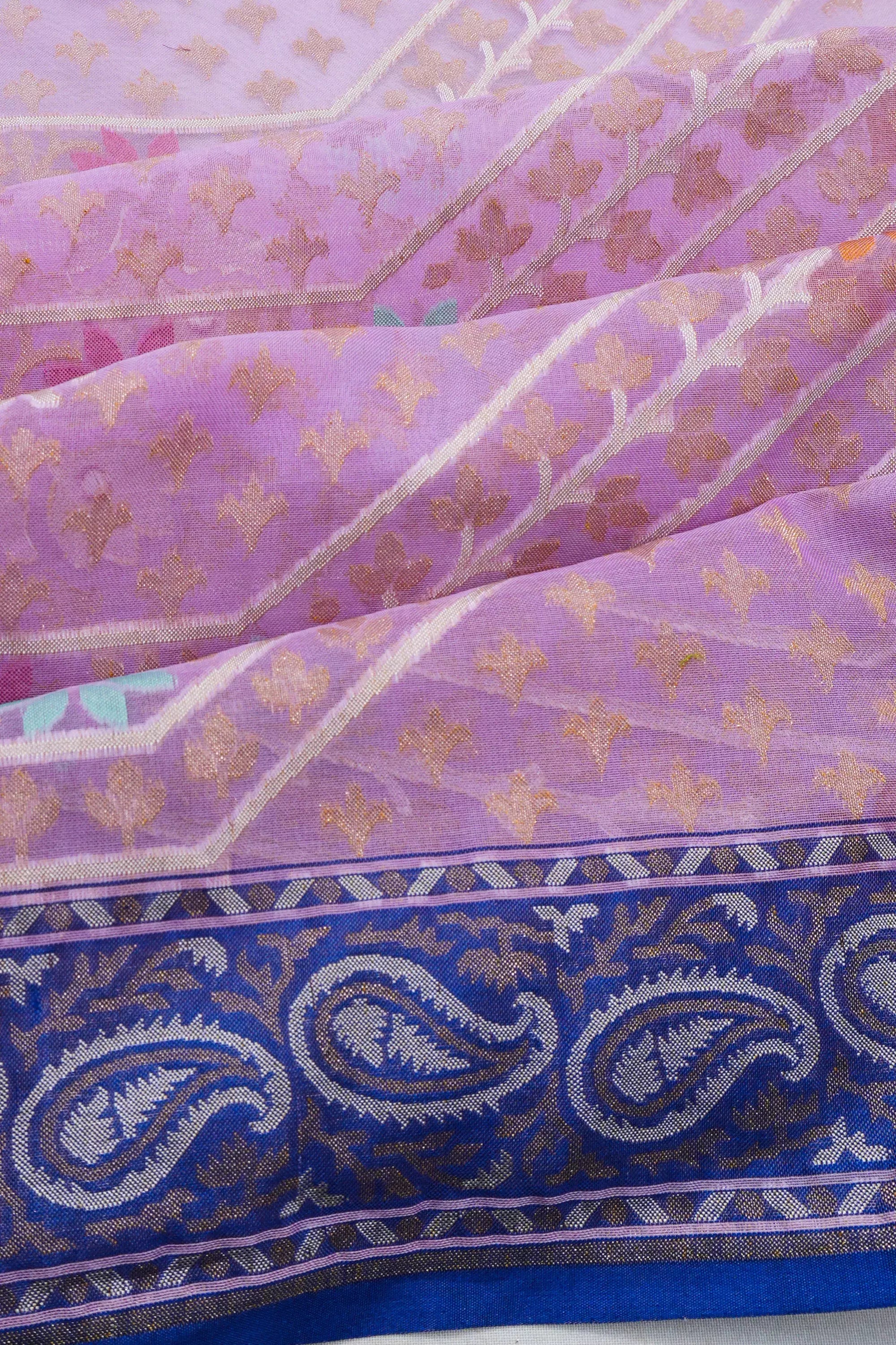 Banarasi Kora Organza Brocade Lavender Saree