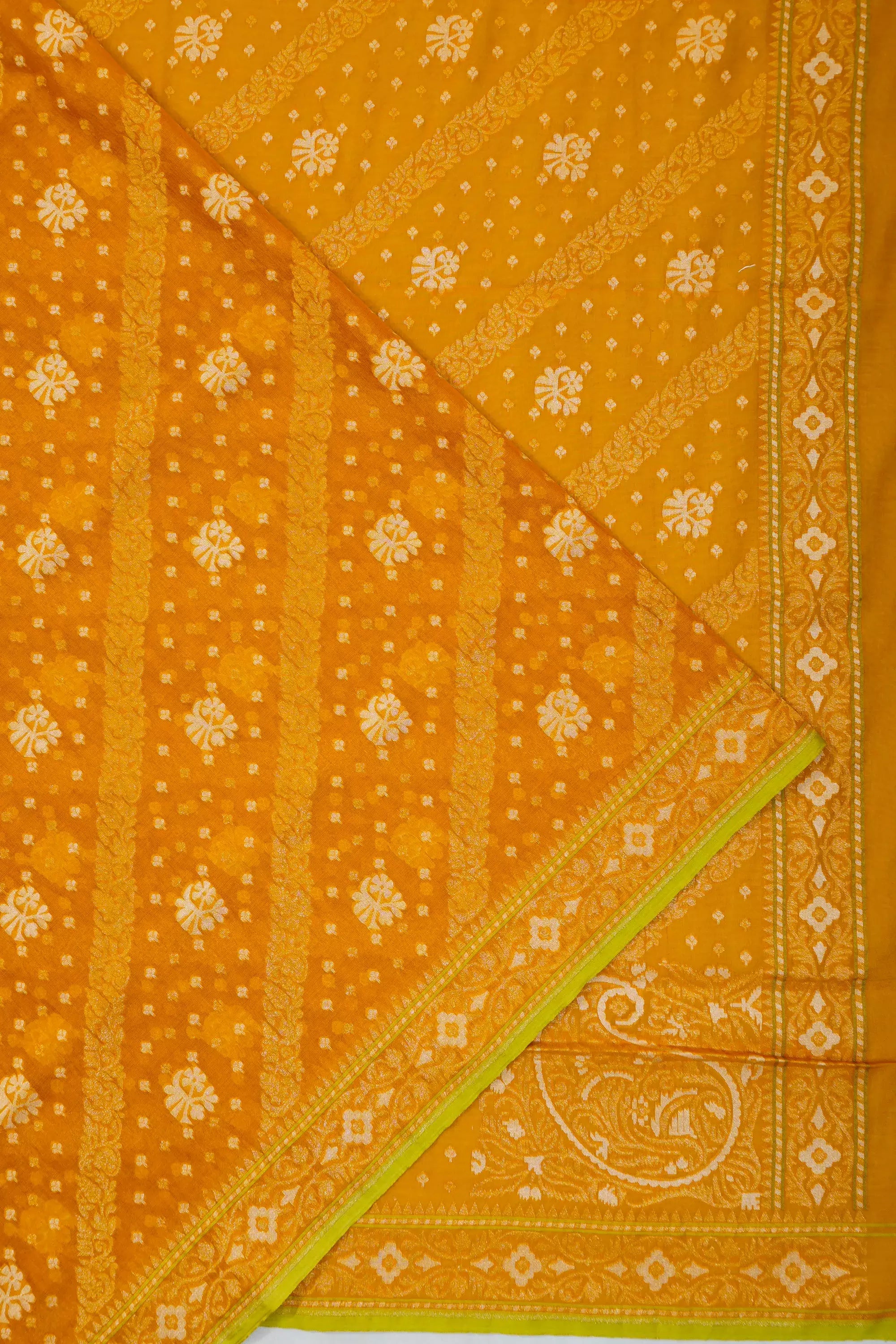 Banarasi Kora Organza Brocade Yellow Saree