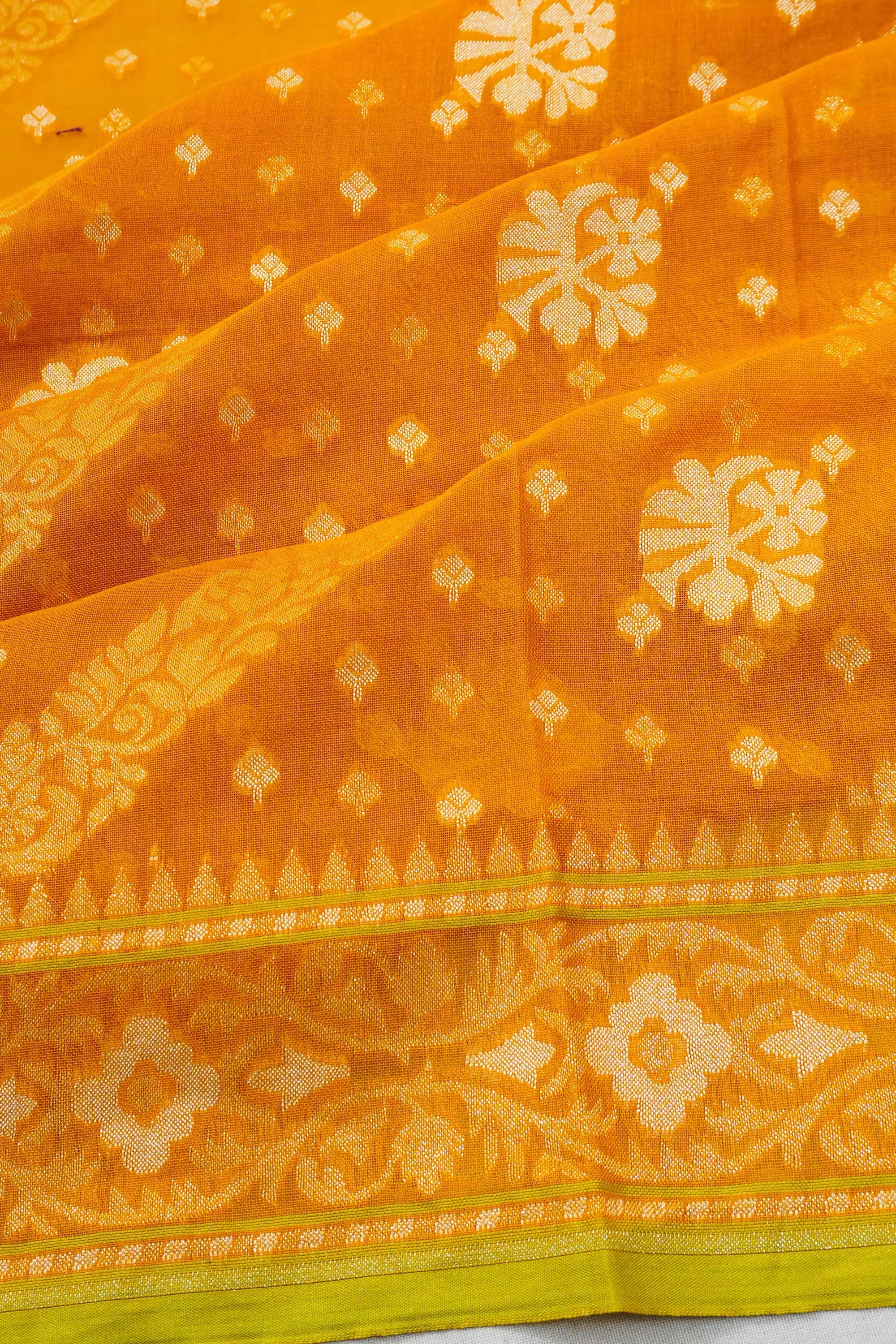 Banarasi Kora Organza Brocade Yellow Saree