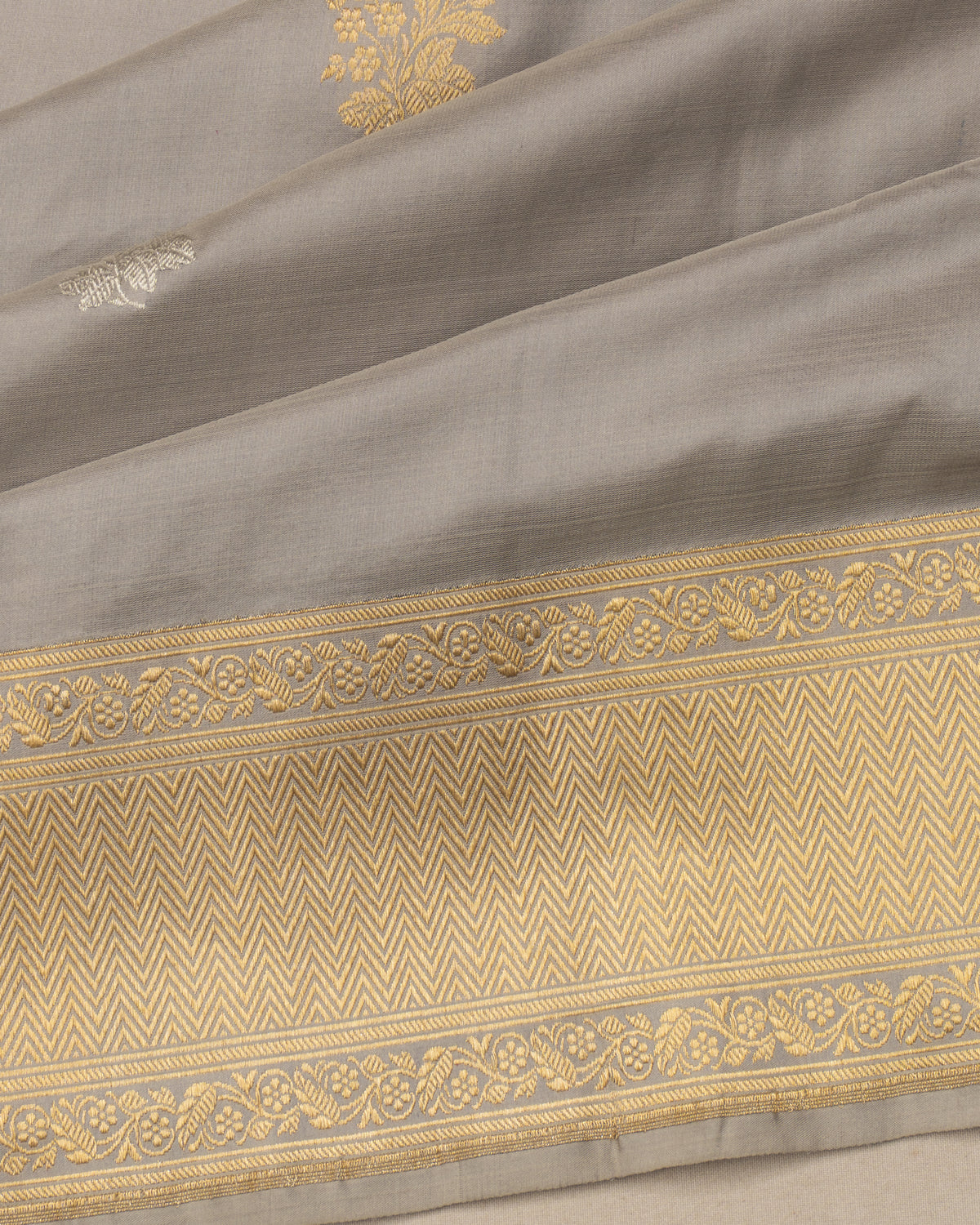 Banarasi Silk Butta Pastel Grey Saree