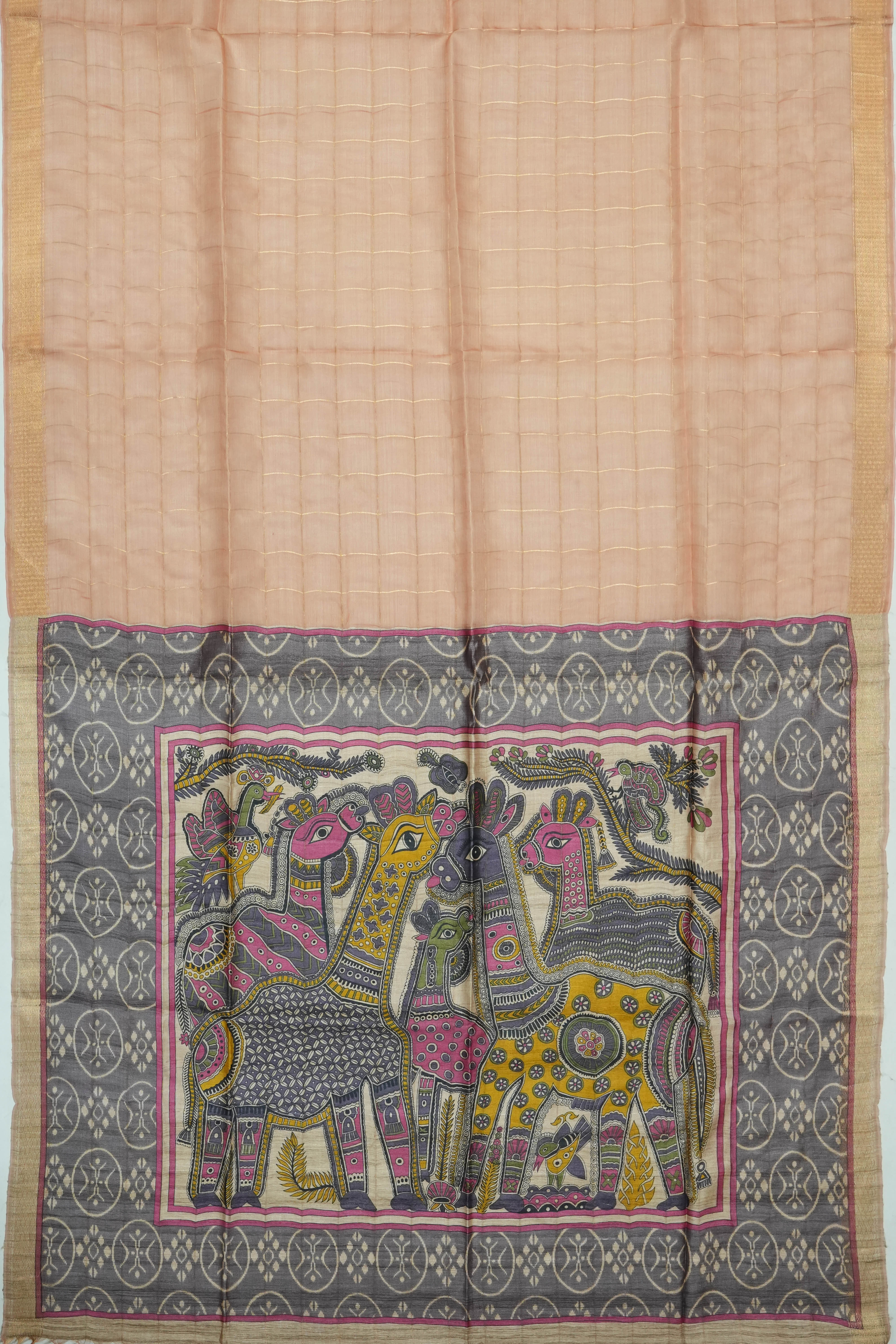 Organza Brocade Peach Saree