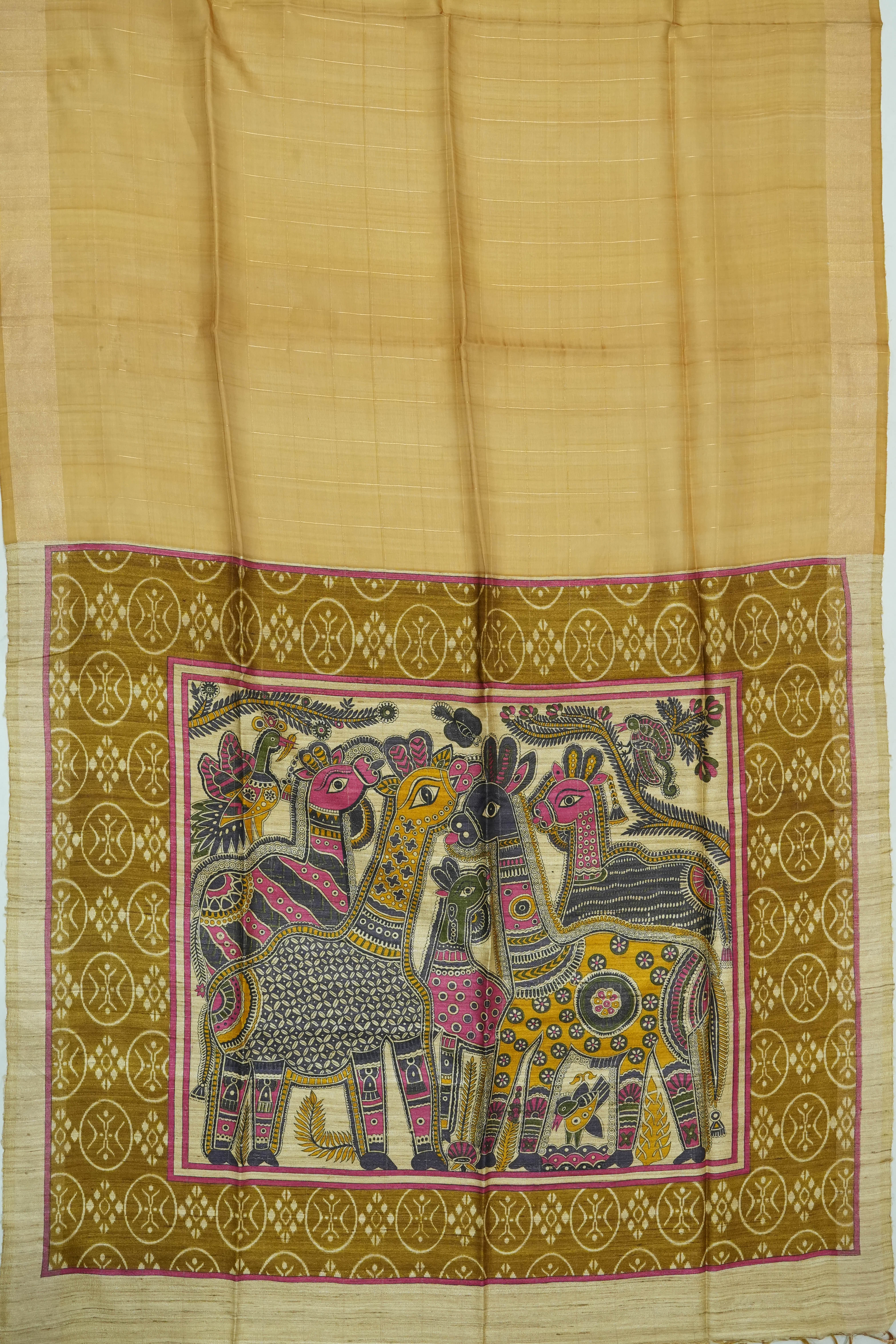 Organza Brocade Rust Brown Saree
