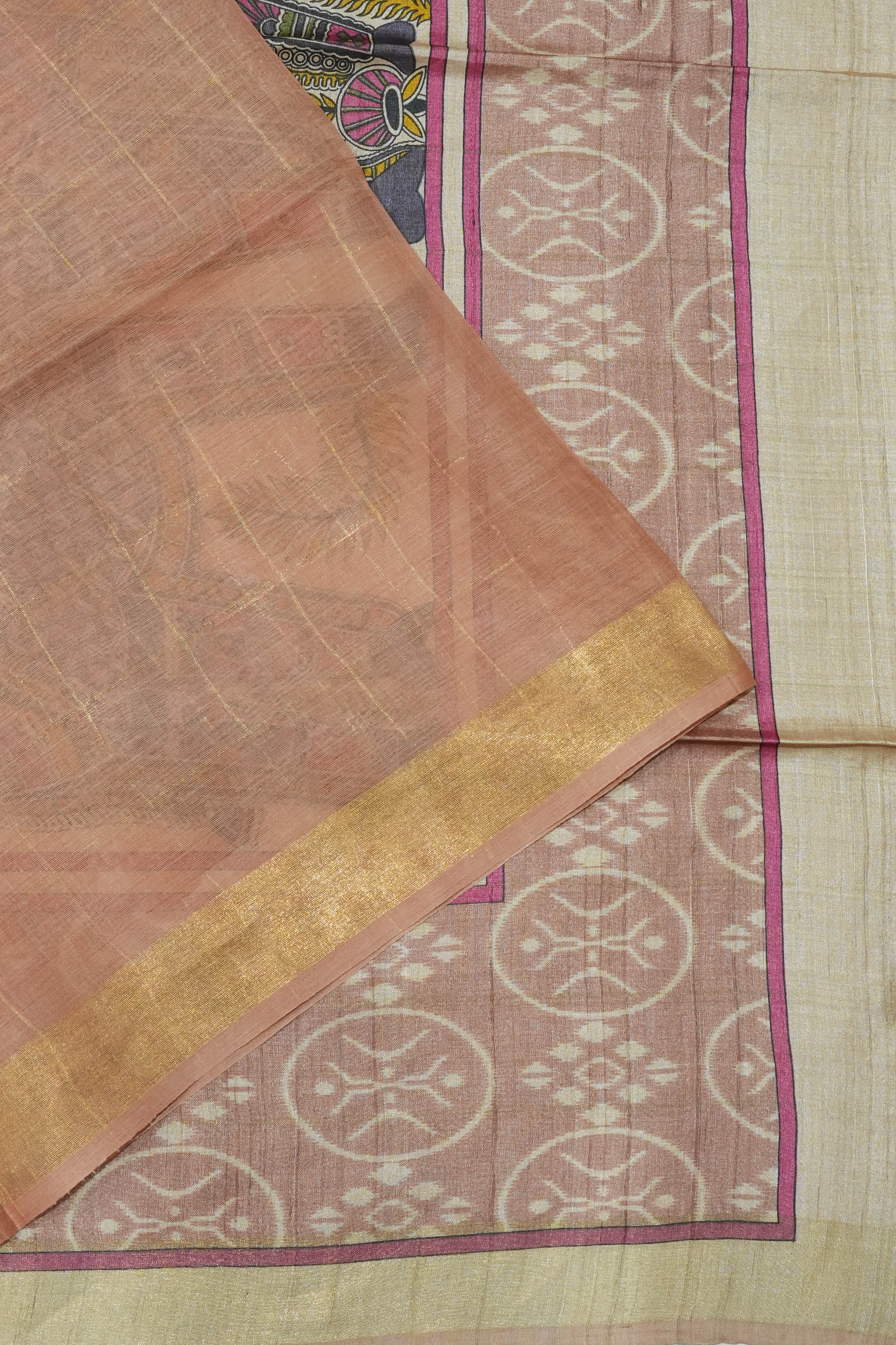 Organza Brocade Peach Saree