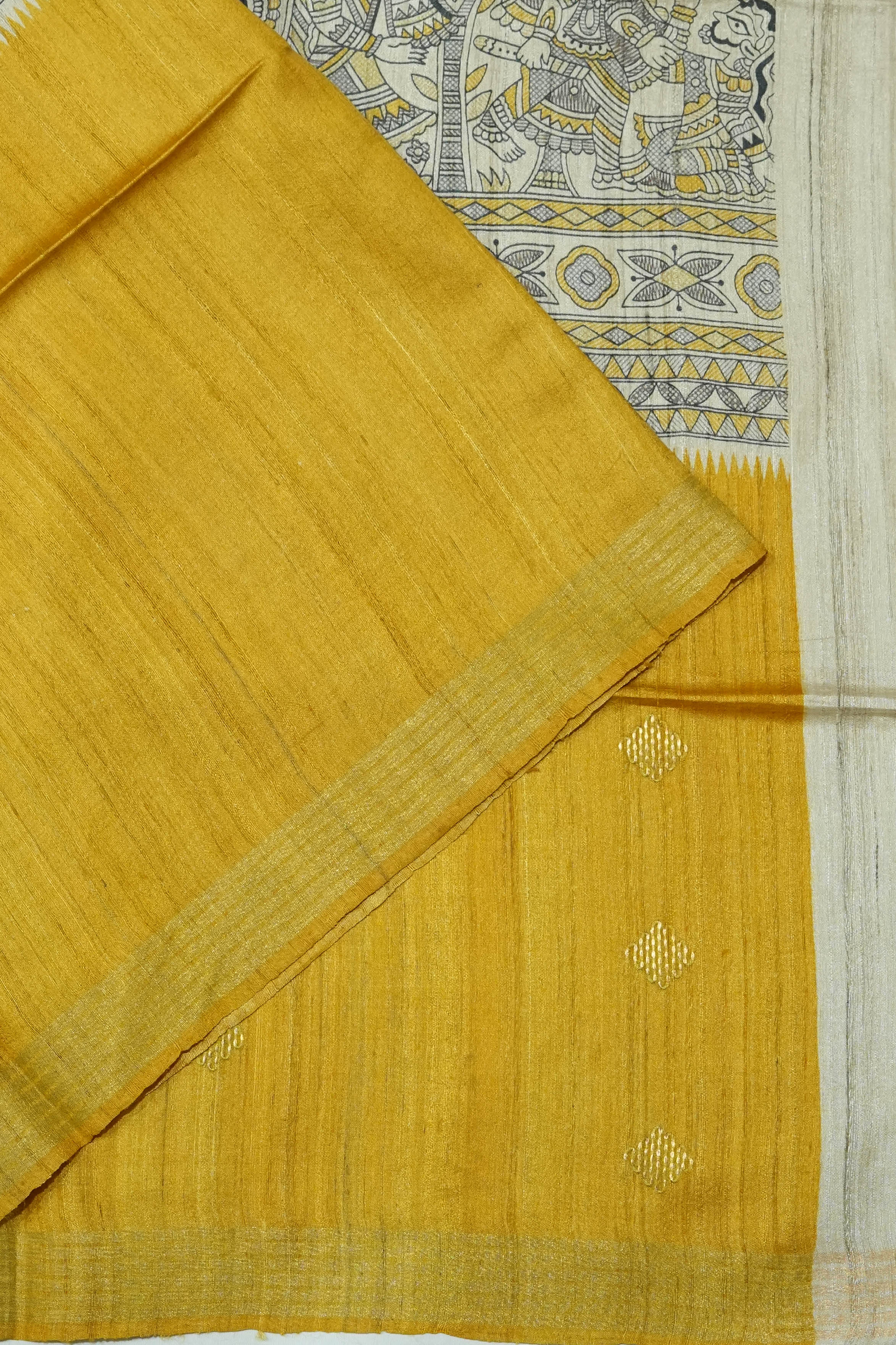 Tussar Printed Off White Saree