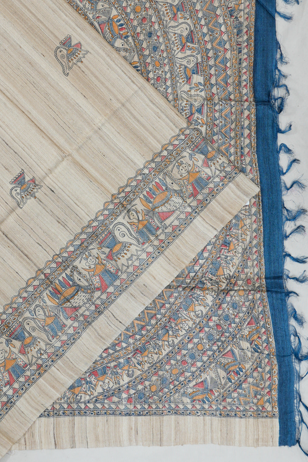 Tussar Printed Butta Off White Saree