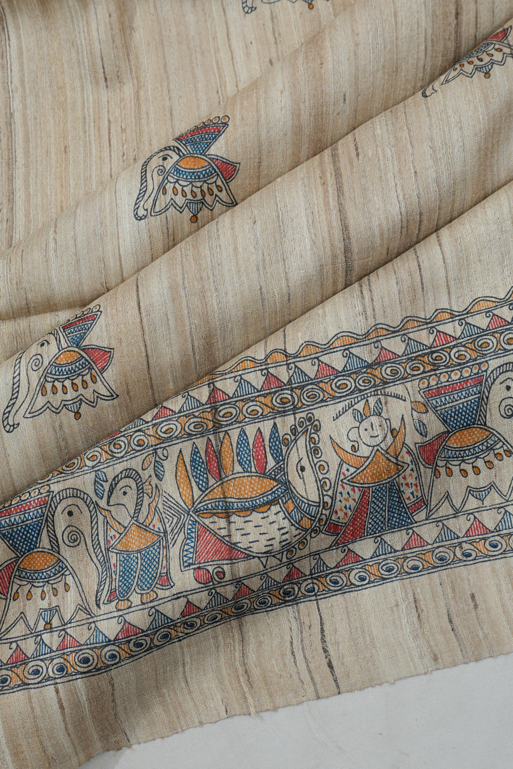 Tussar Printed Butta Off White Saree