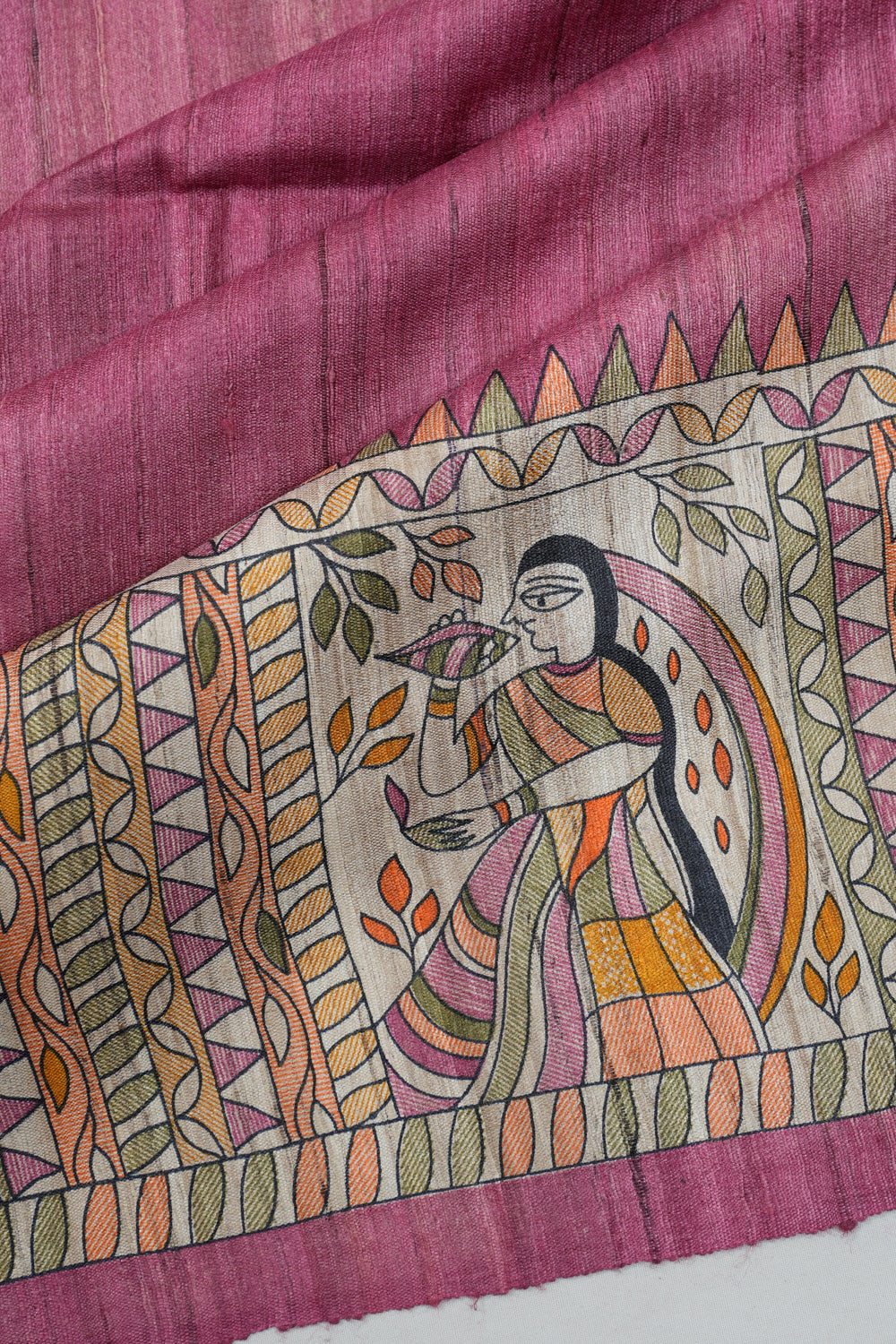 Tussar Plain Pink Saree