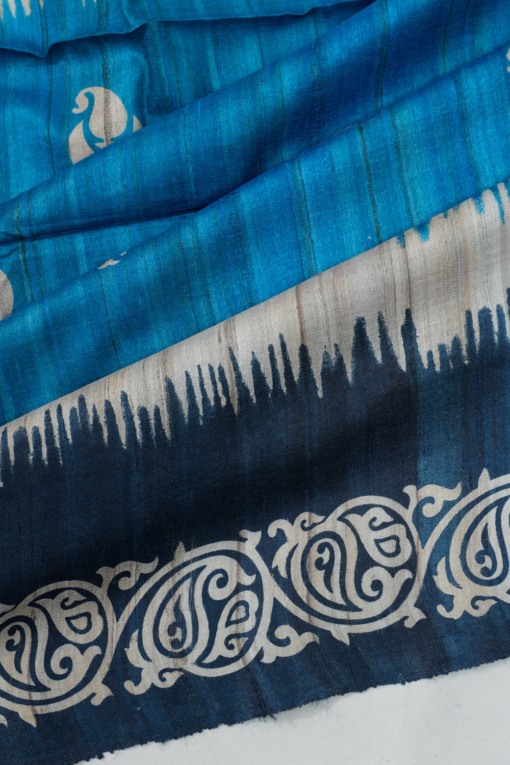 Tussar Printed Butta Aqua Blue Saree