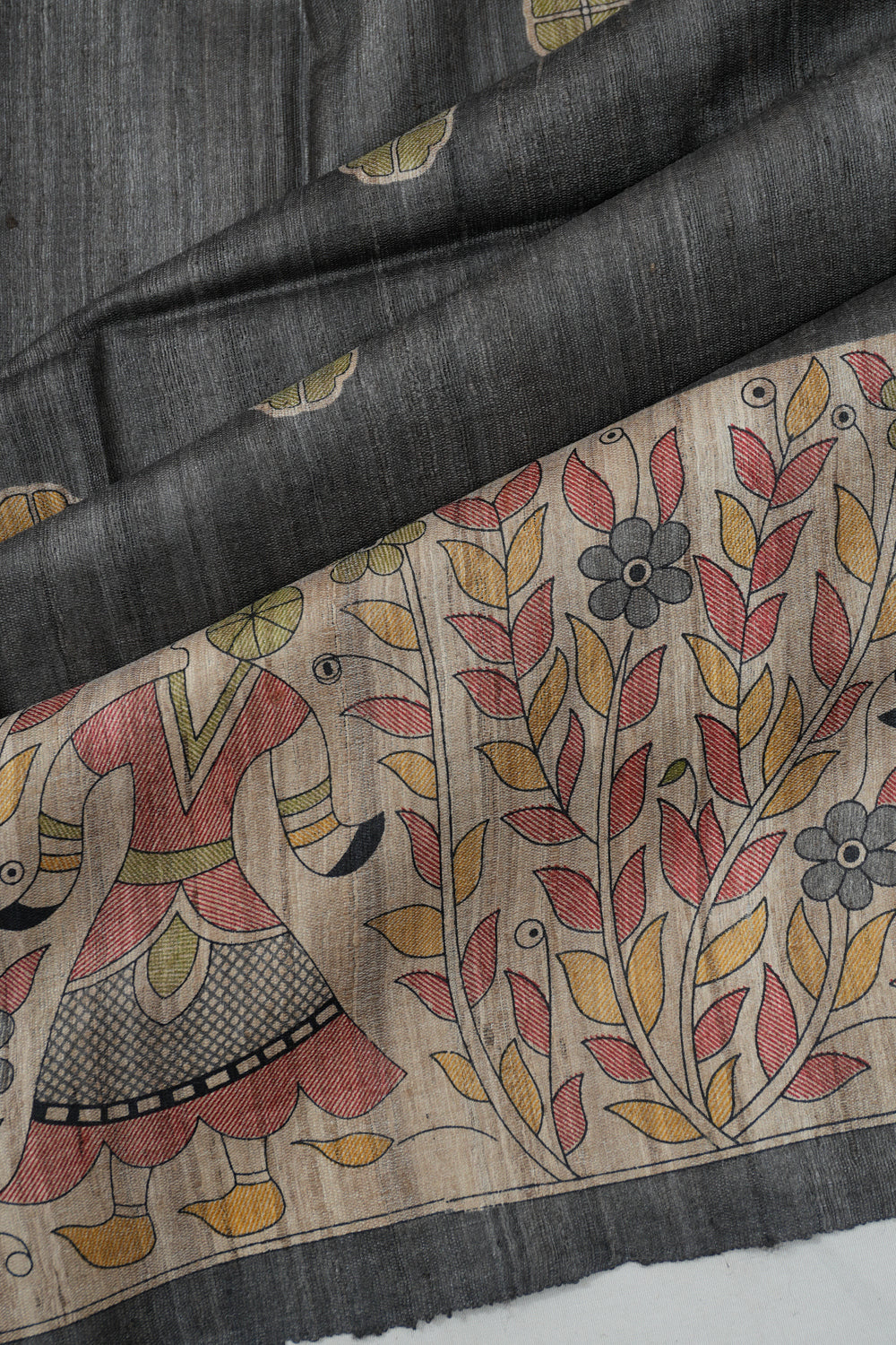 Tussar Printed Butta Grey Saree
