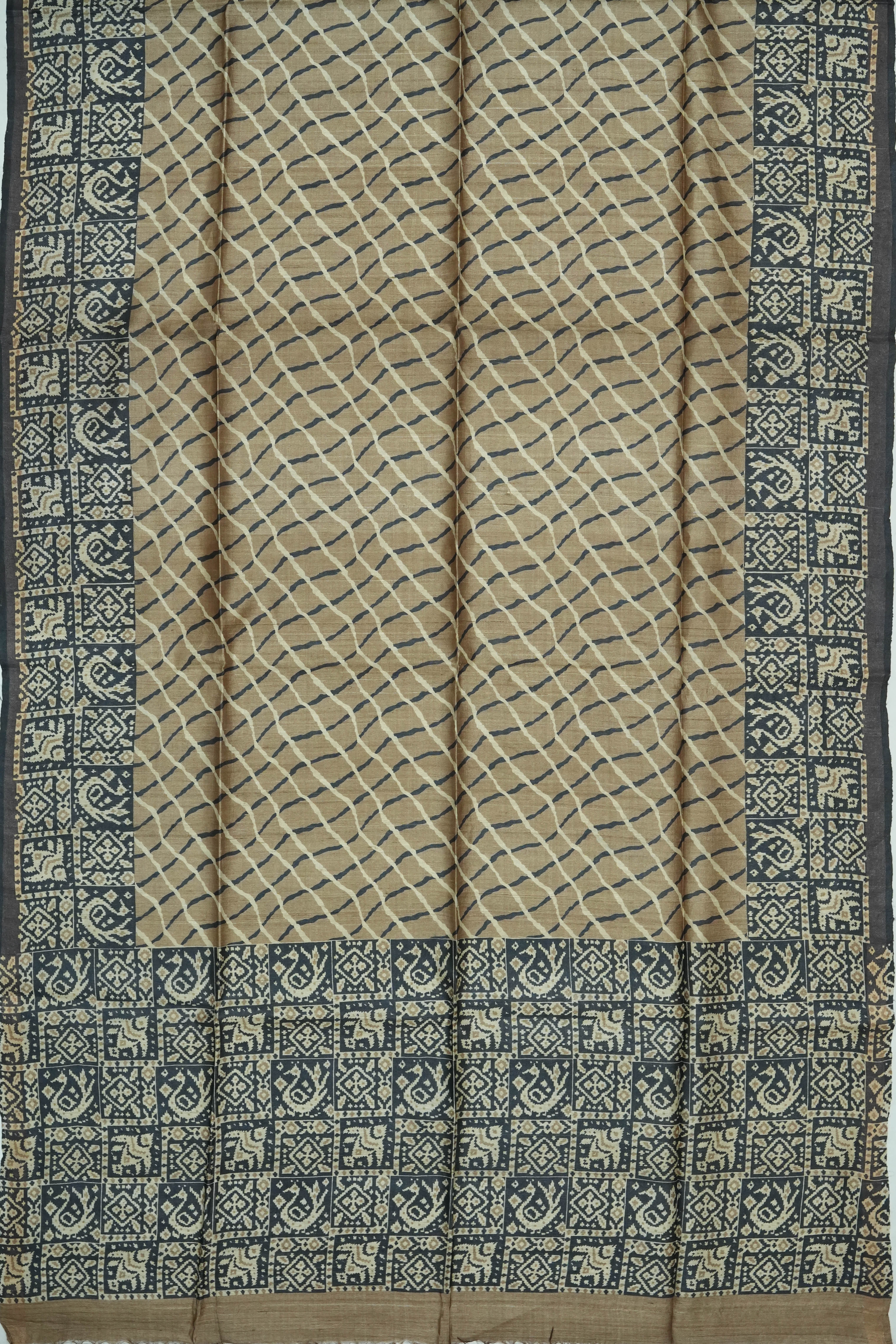 Tussar Brocade Brown Saree