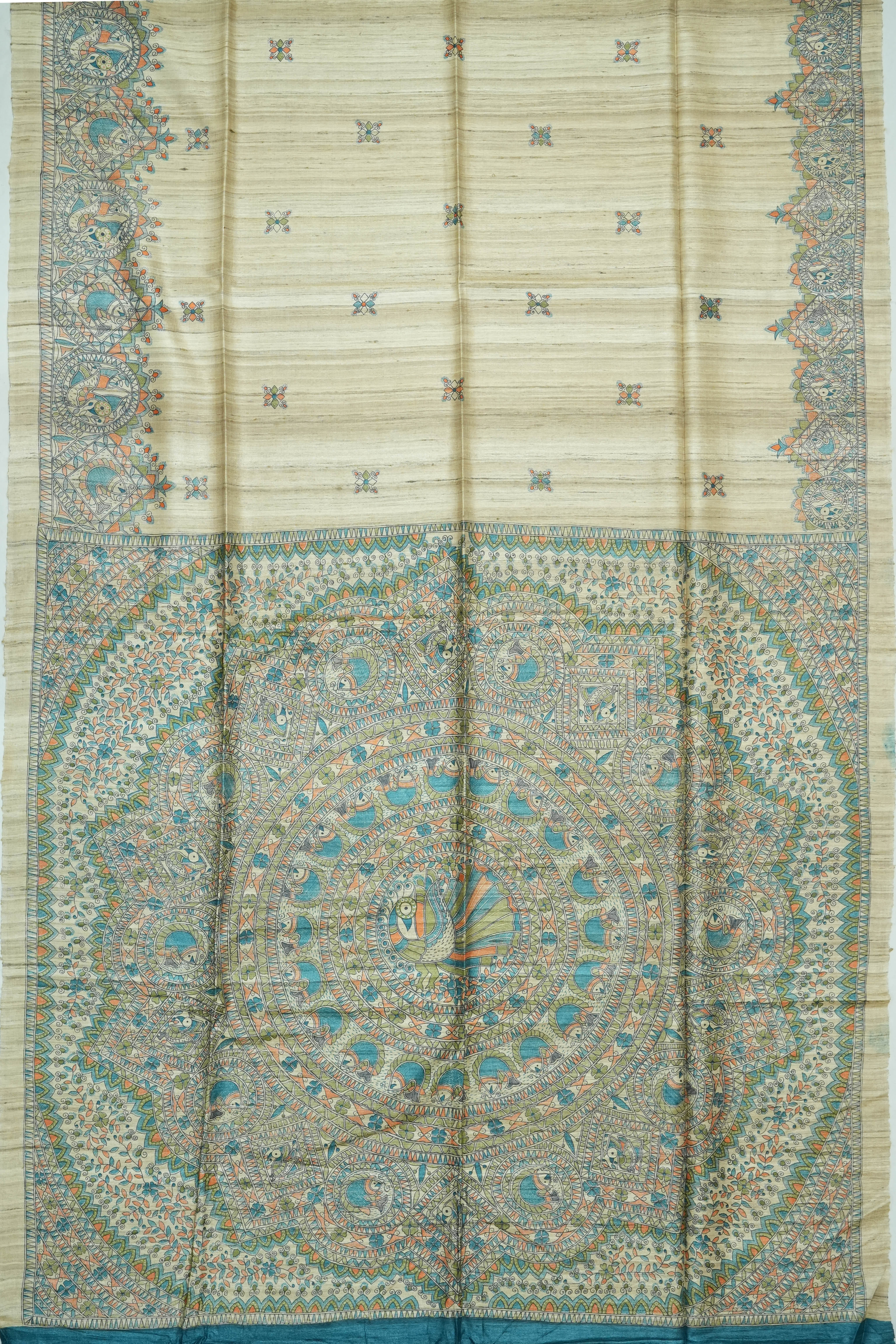 Tussar Butta Cream Saree