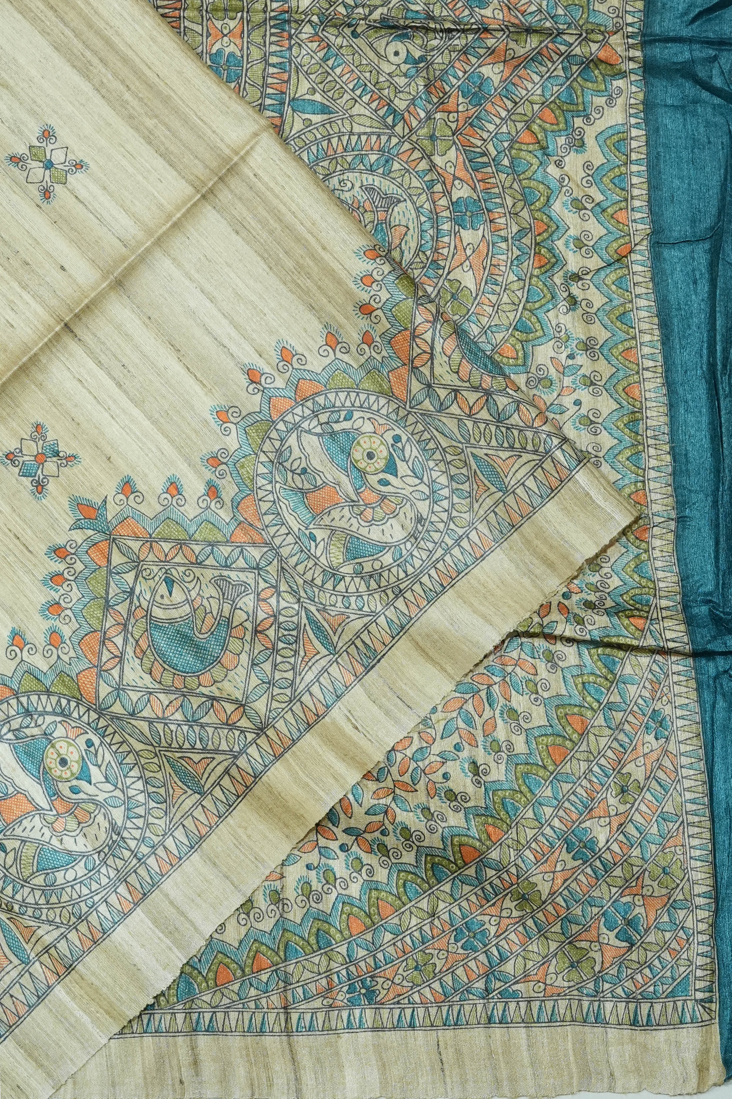 Tussar Butta Cream Saree