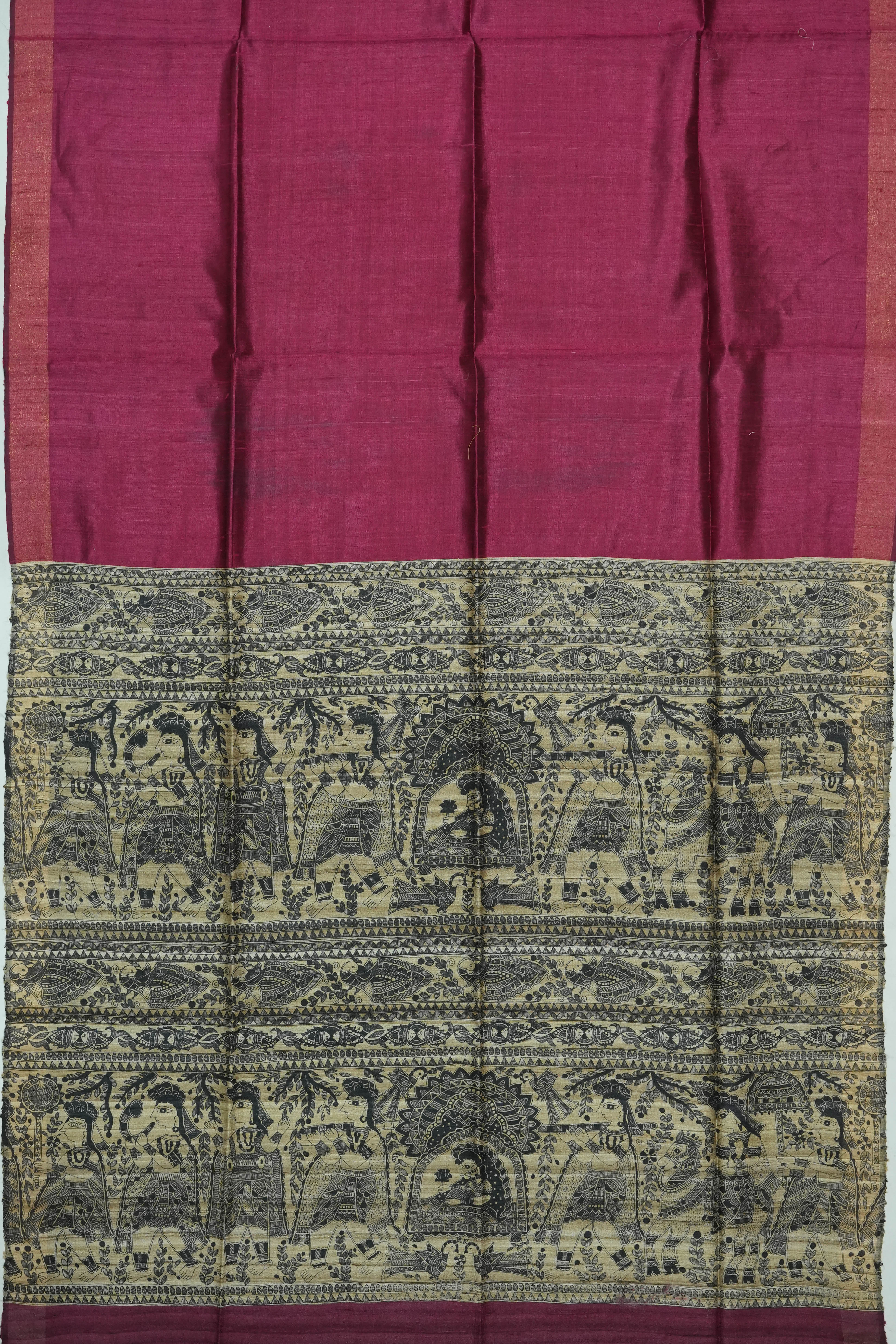 Tussar Plain Purple Saree