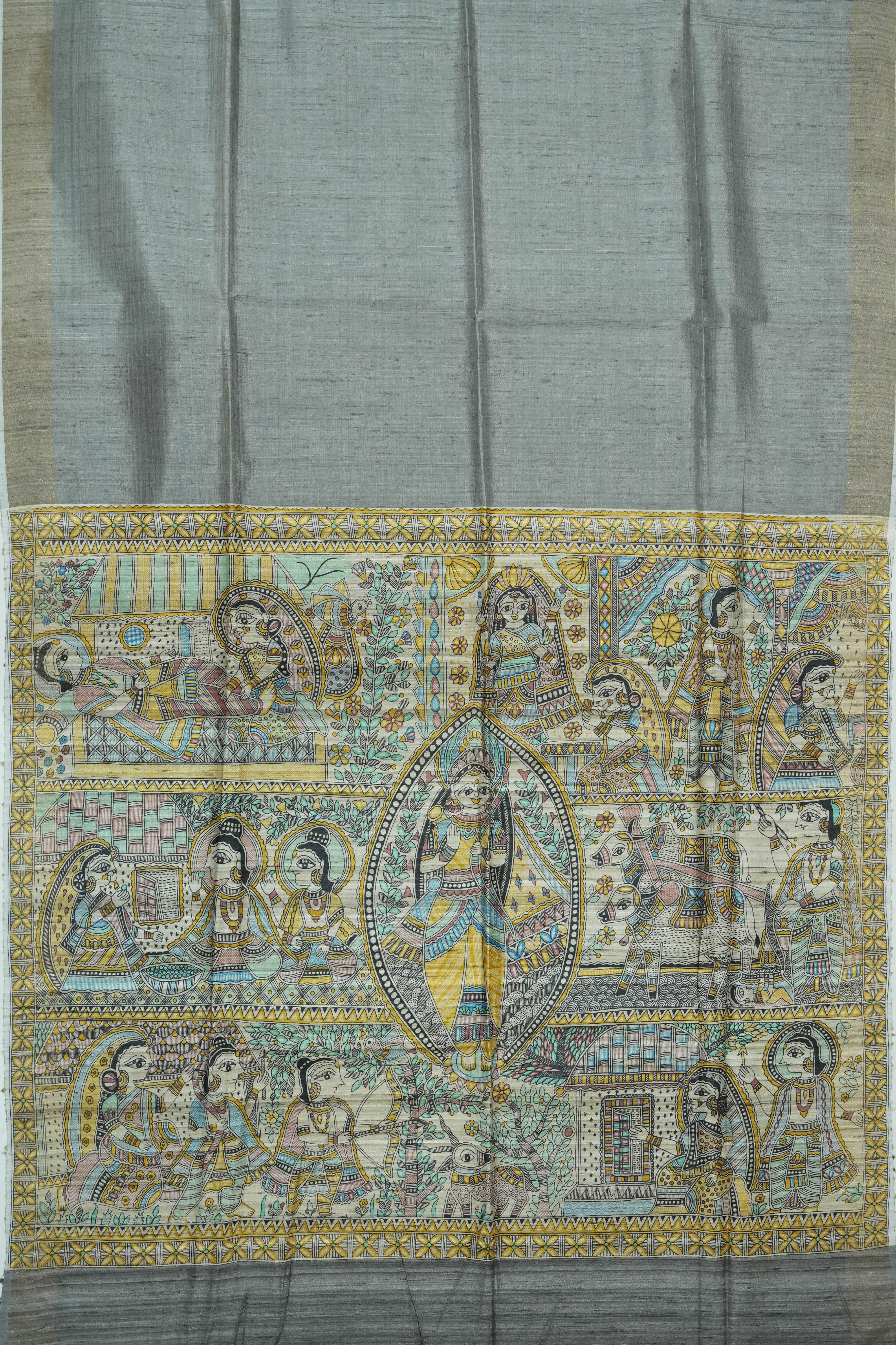 Tussar Plain Pastel Blue Saree