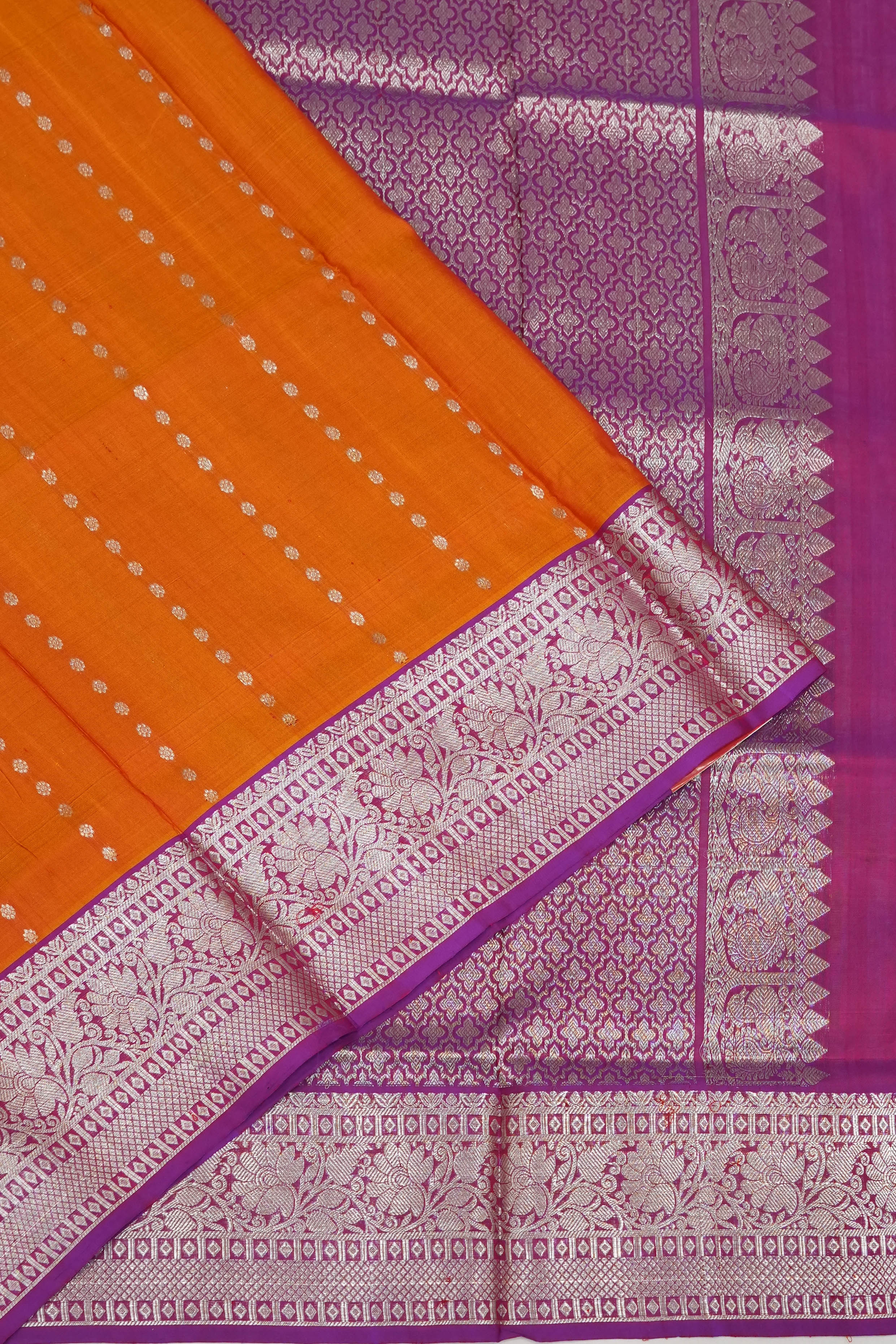 Venkatagiri Silk Brocade Orange Saree