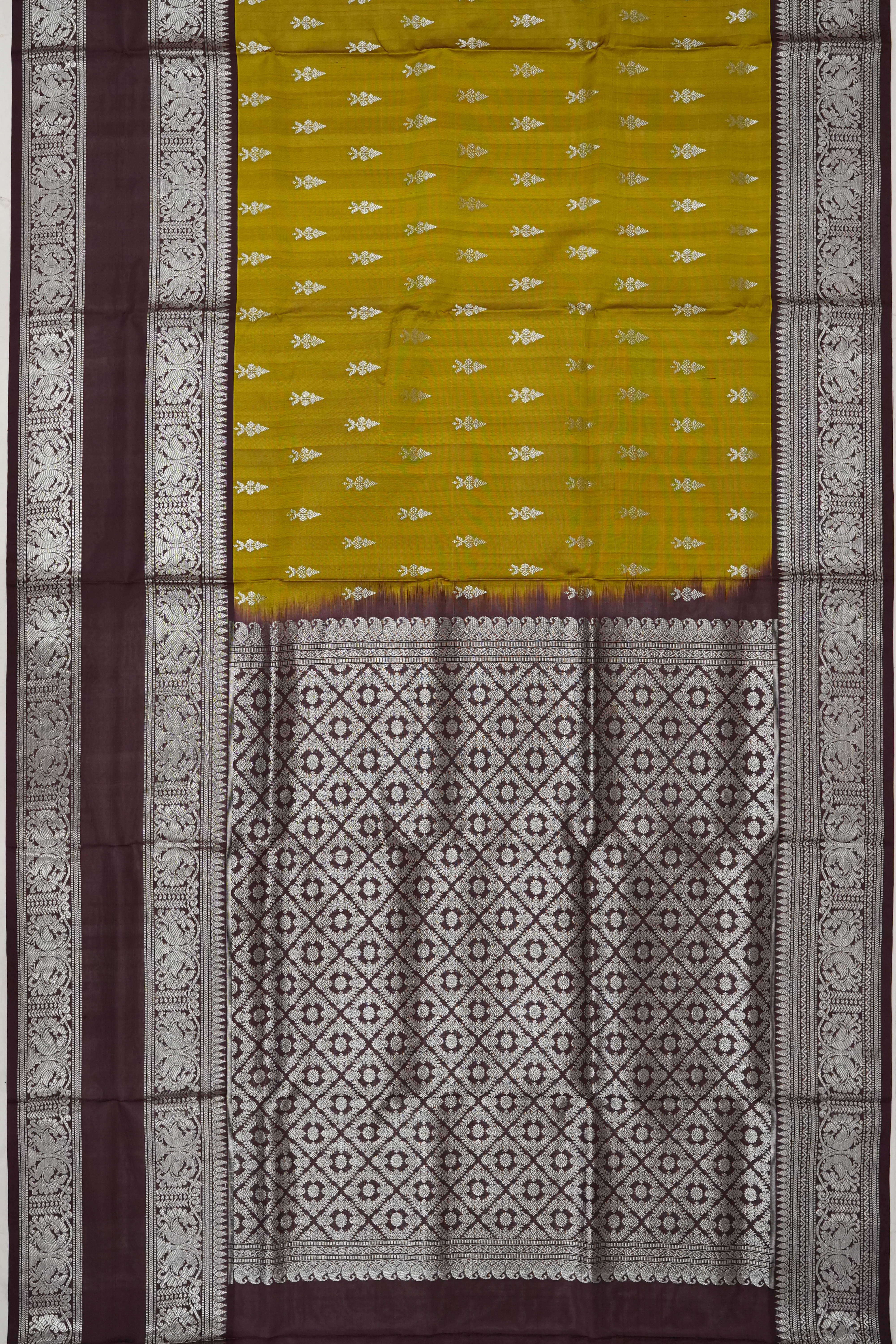 Venkatagiri Silk Brocade Green Saree