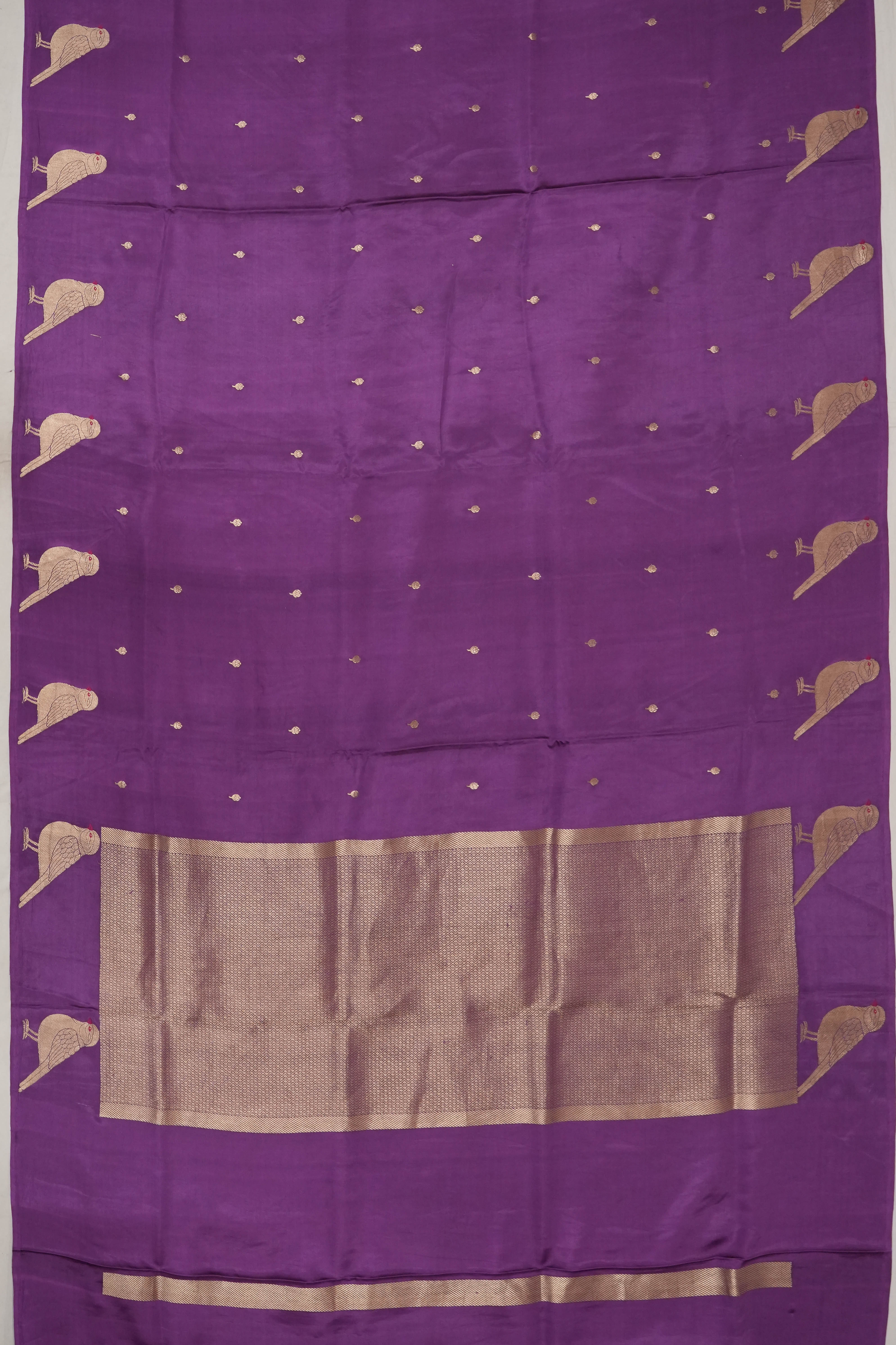 Banarasi Satin Butta Purple Saree