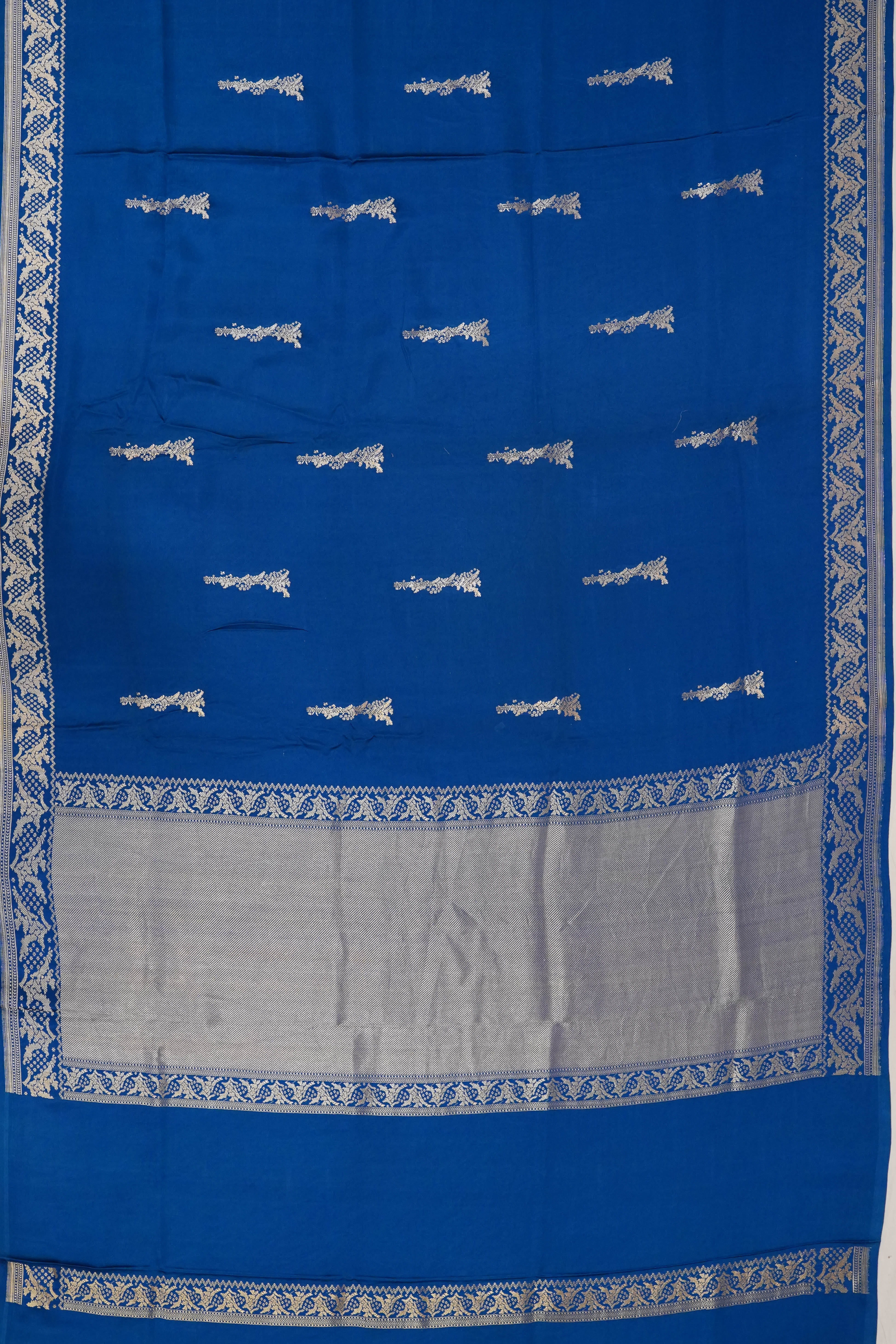 Banarasi Satin Butta Blue Saree