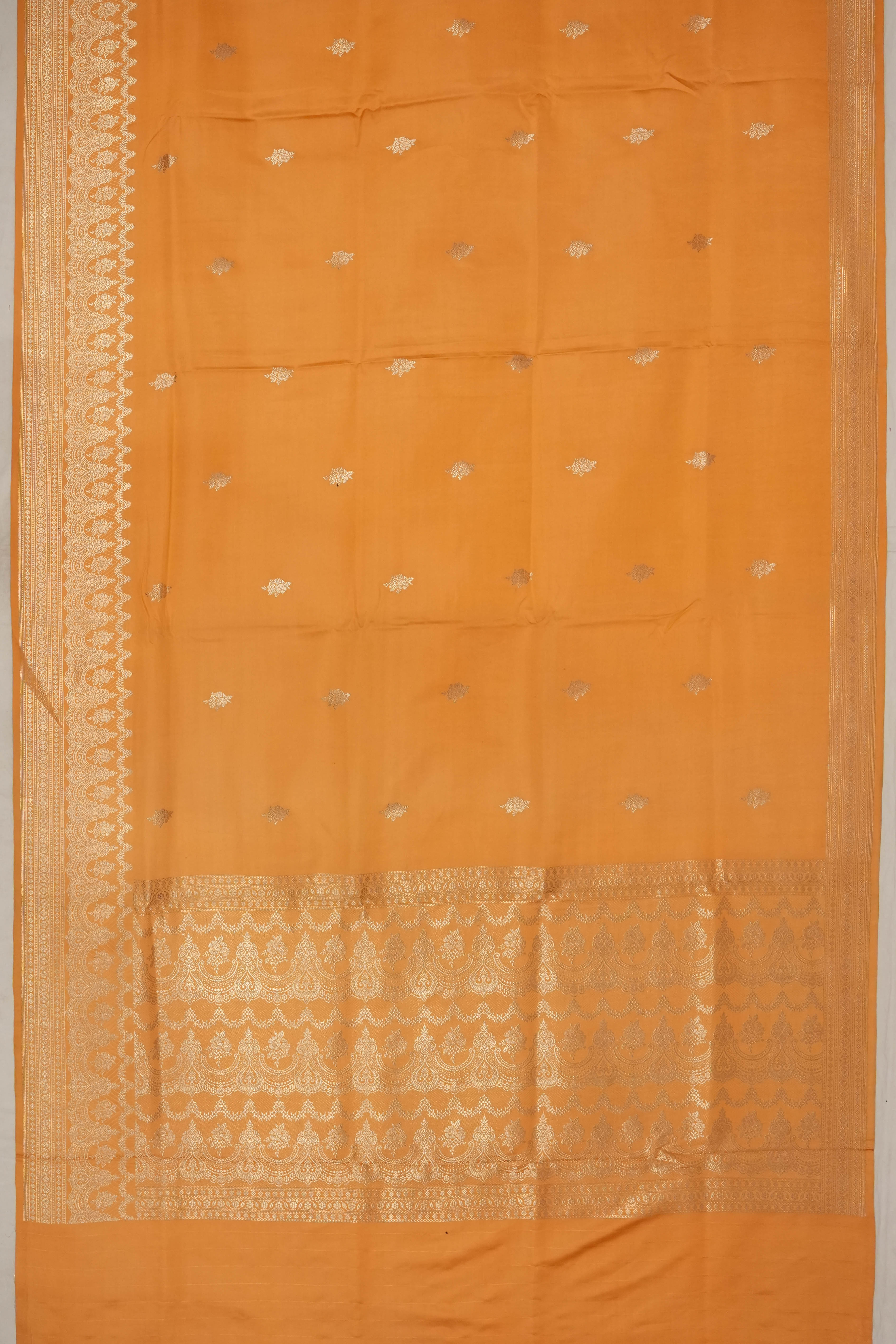 Banarasi Satin Butta Yellow Saree